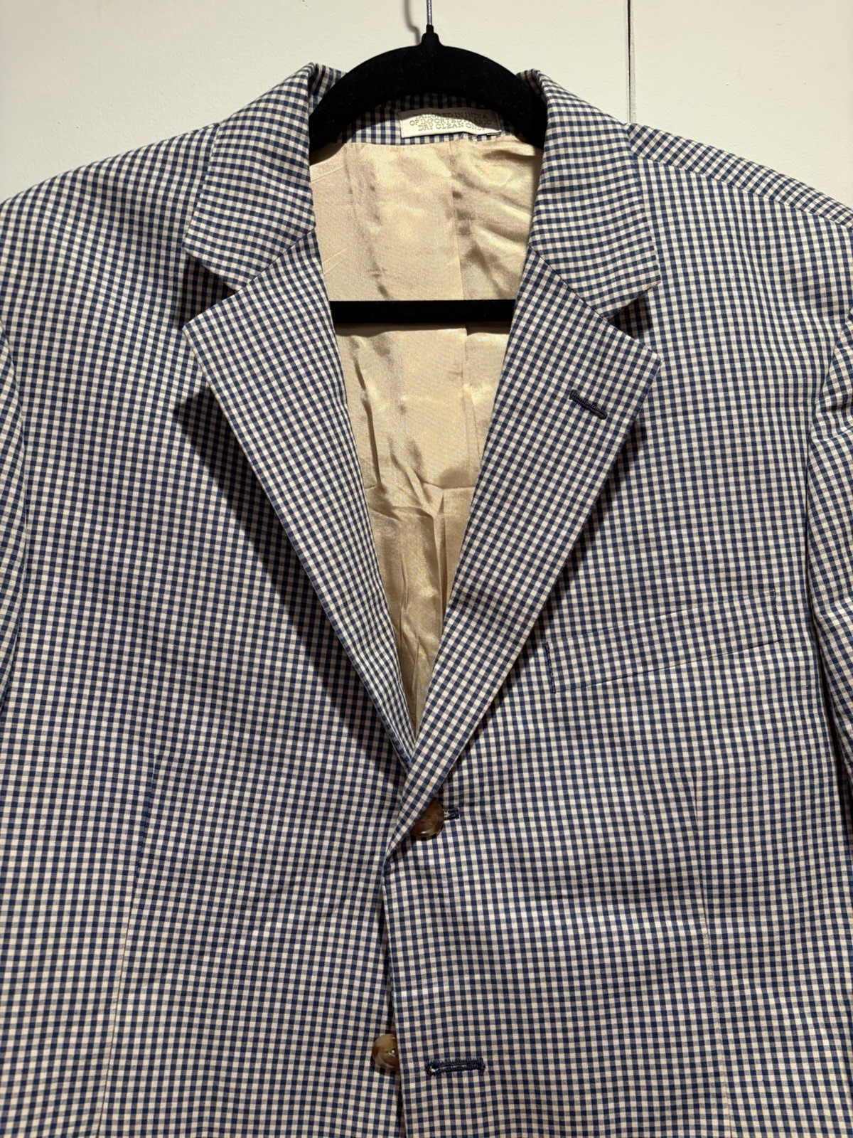 Orvis Men’s Sport Coat Navy Gingham Cotton Blend 40R