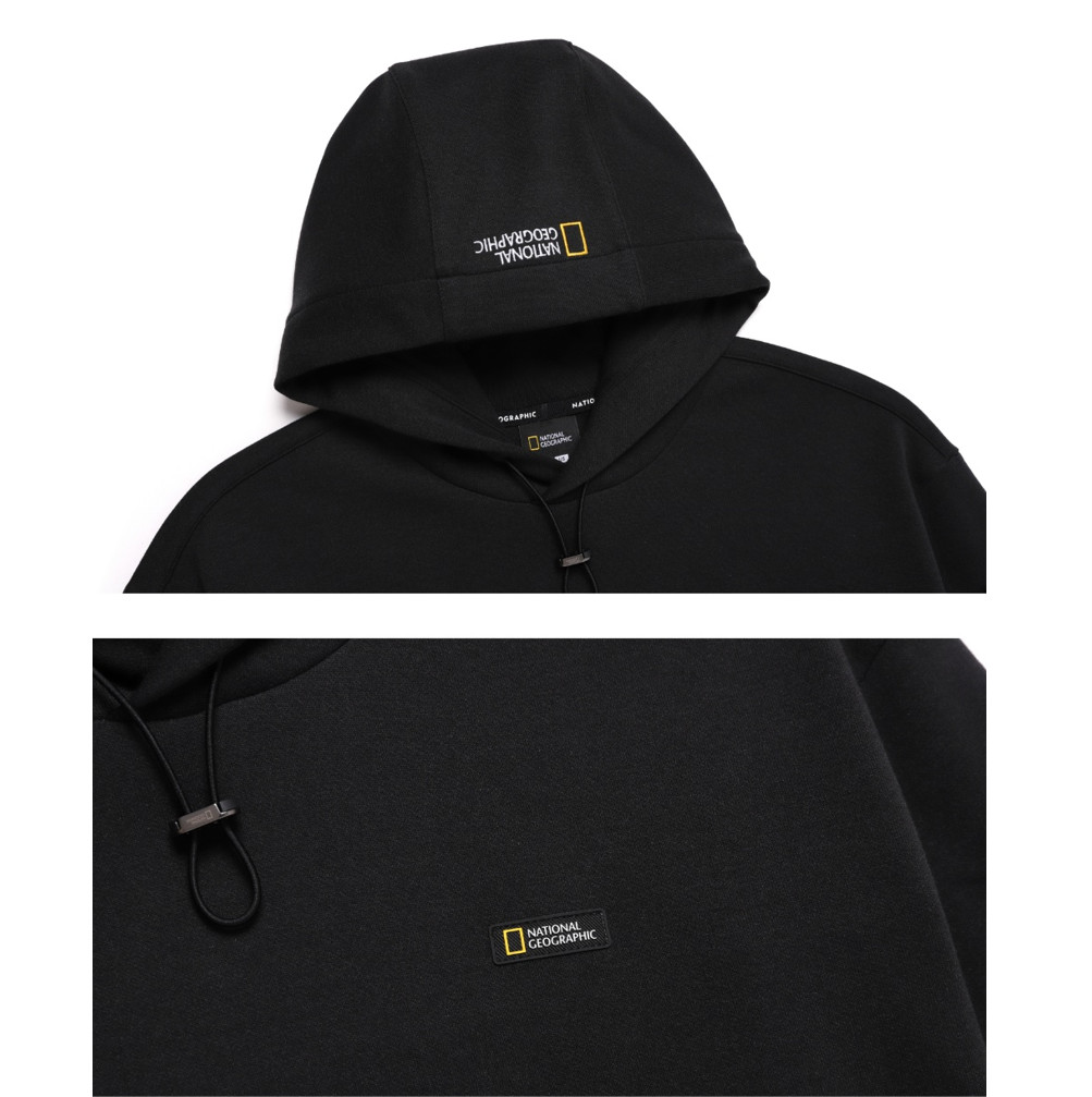National Geographic Hybrid Semi-Offset Hoodie CARBON BLACK ASIAN FIT
