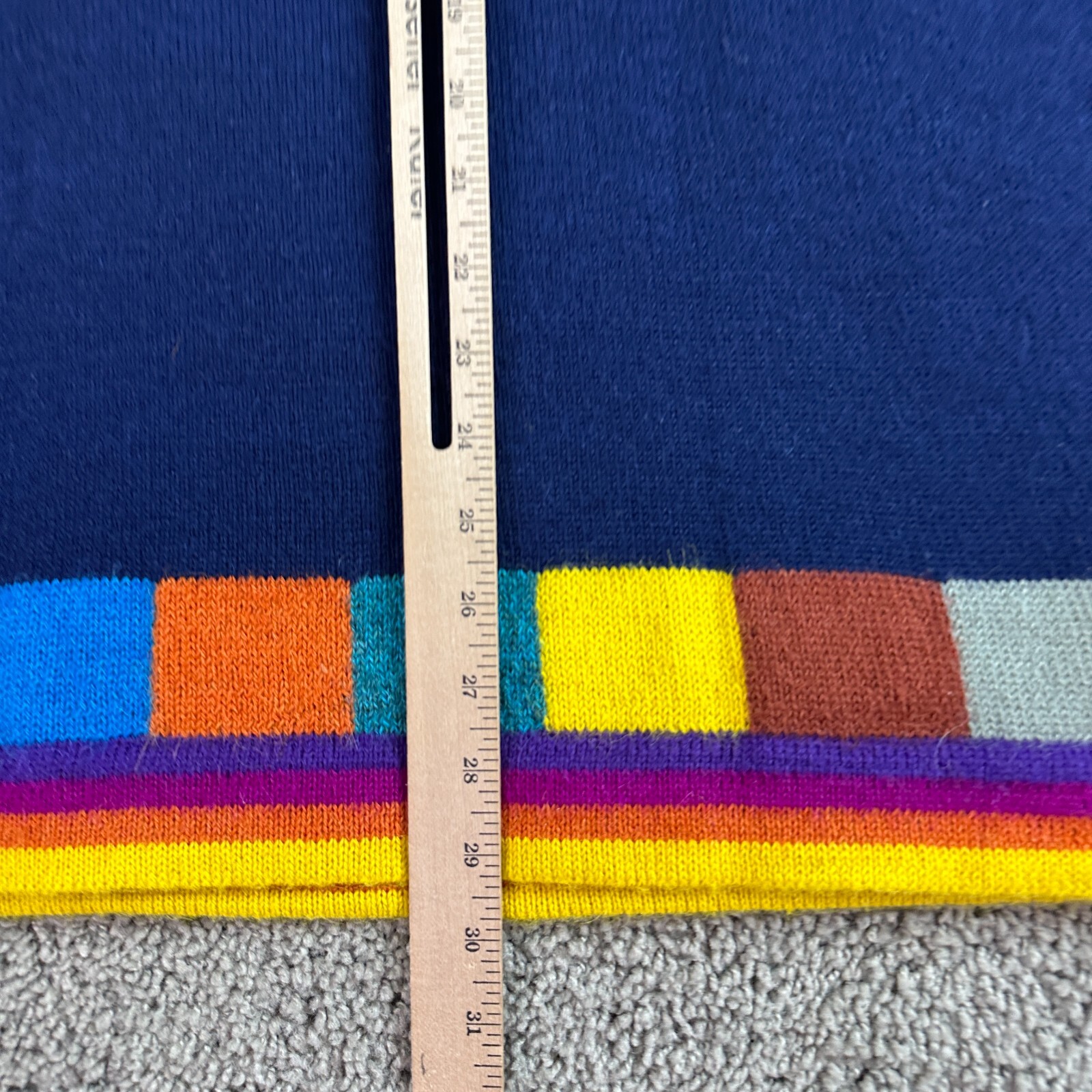 Peruvian Alpaca Sweater Womens M Blue Aztec Southwestern Tribal Shoulder Pads *