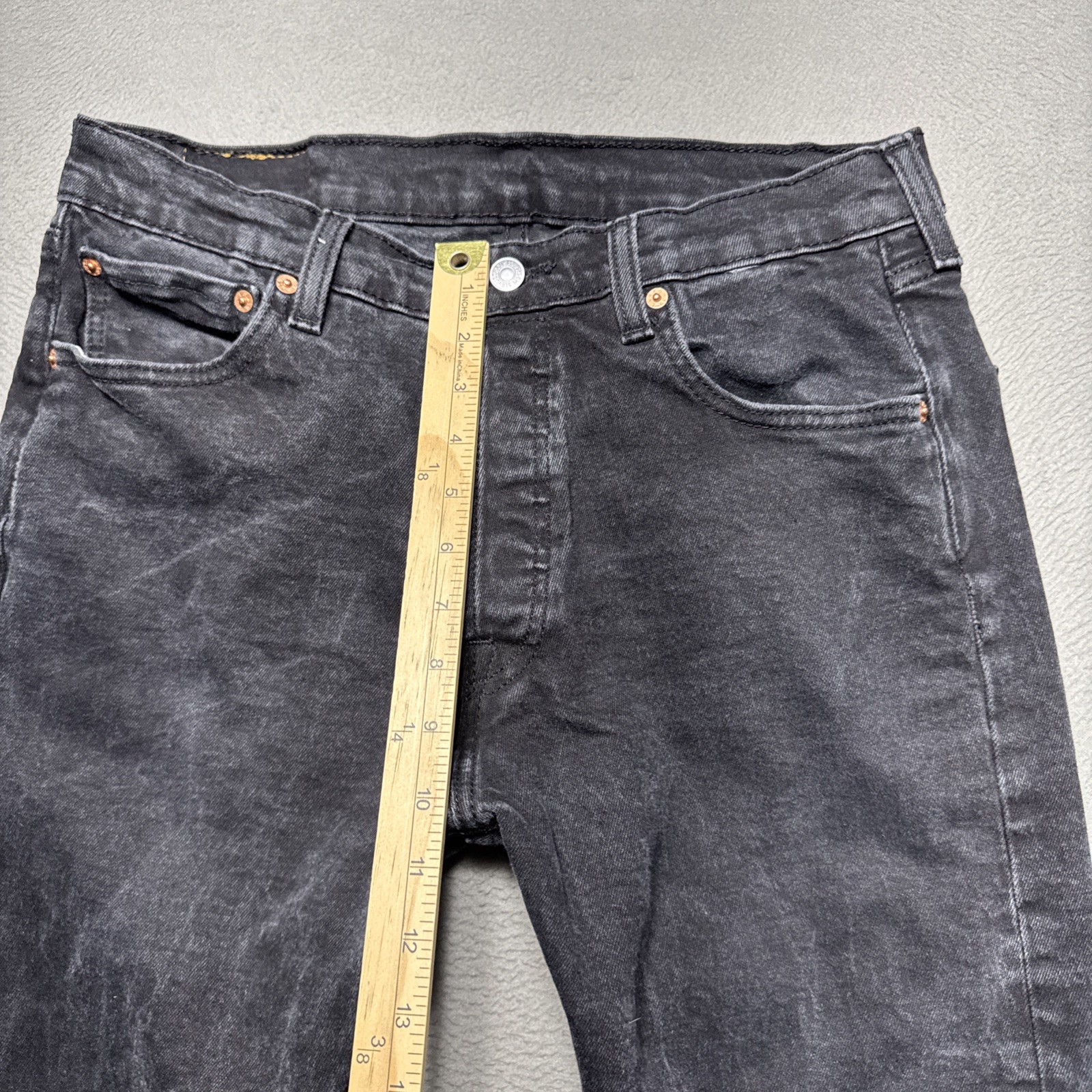 Levis 501 Jeans Men 34×30 (32×29) Black Straight Faded Distressed Gothic Denim