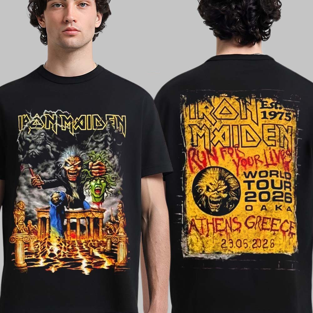 1Iron Maiden Run For Your Lives 2026 Anthens Tour Graphic Multicolor T Shirt