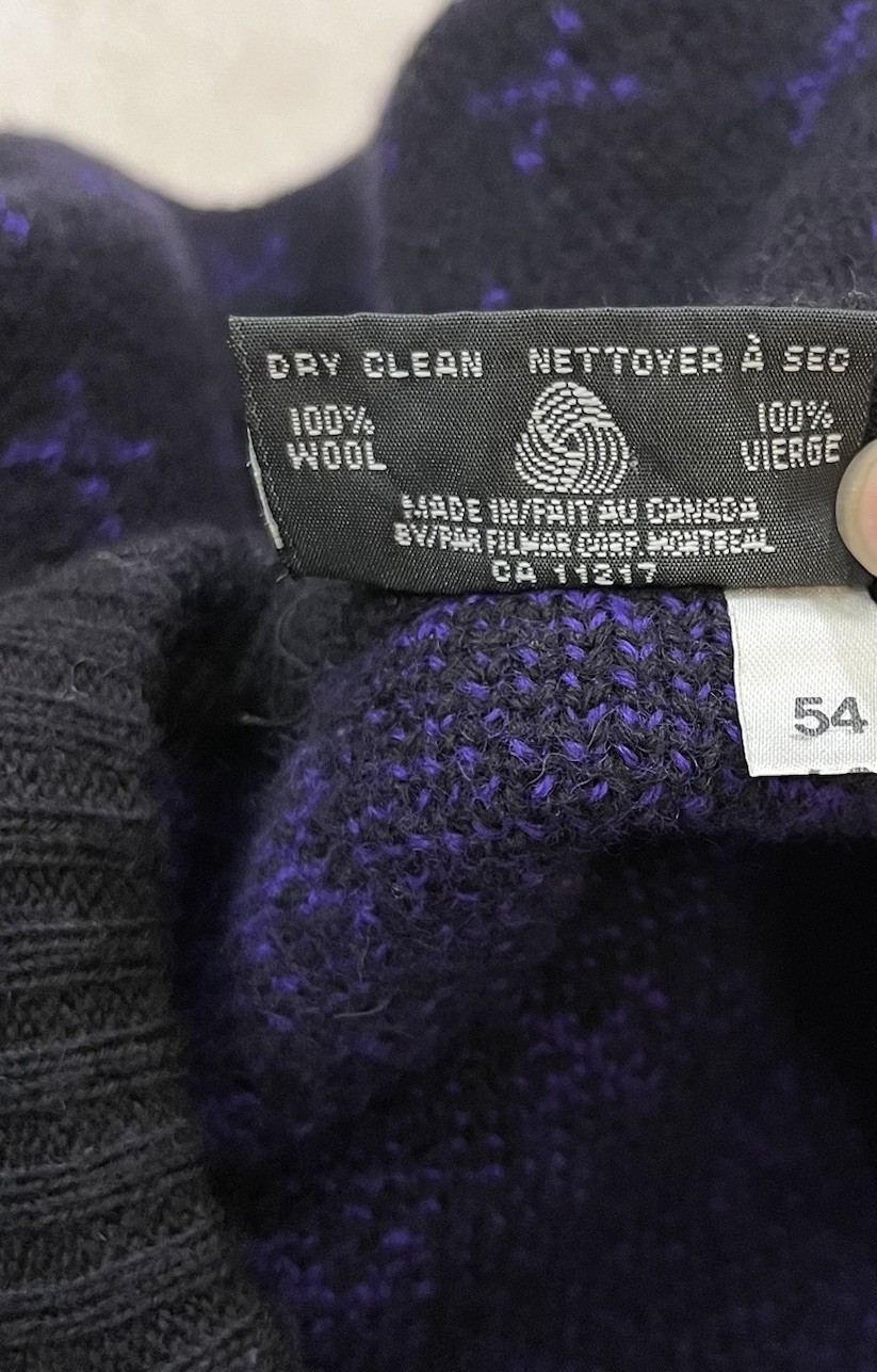 Vintage 1990s Cappello Women’s Size 54 Abstract Knitted Sweater Purple 100% Wool