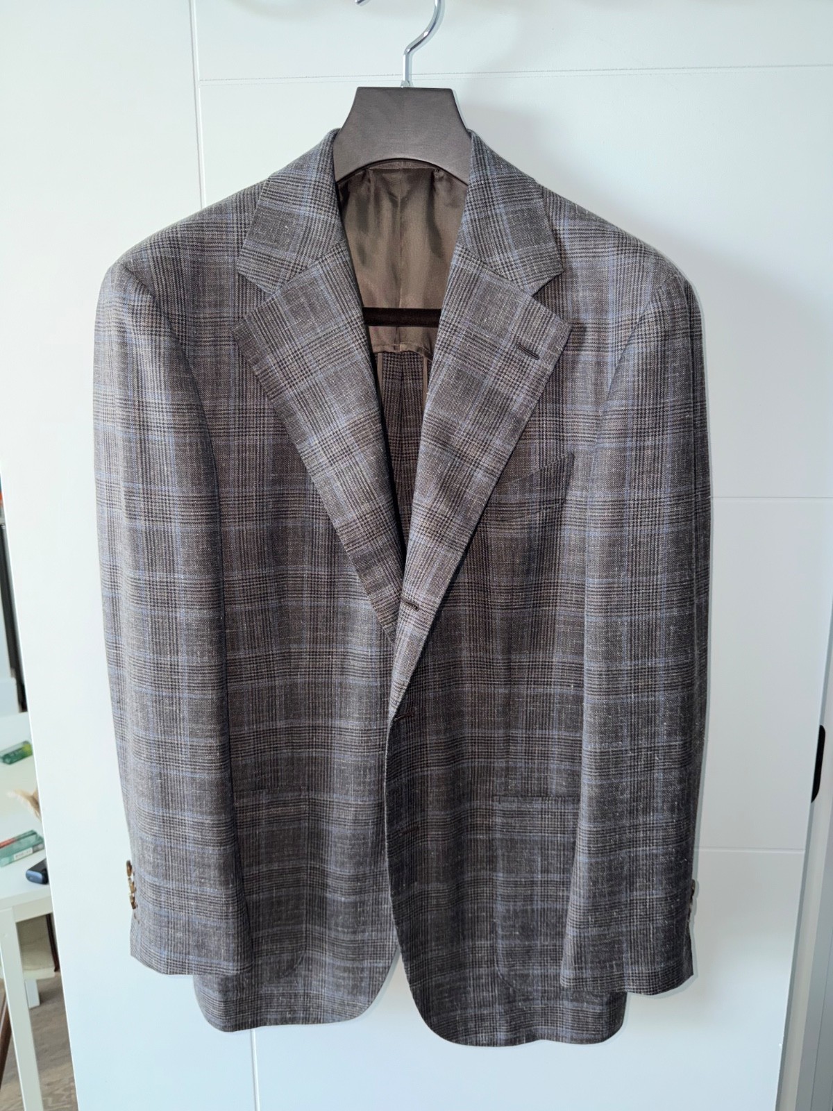 WW Chan Handmade Bespoke Blazer Cacciopoli Brown Wool/Silk/Linen Fits US 40R