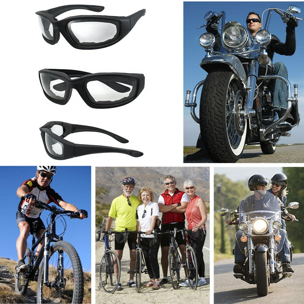 3 Pairs Chopper Motorcycle Padded Foam Wind Resistant Riding Glasses Sunglasses