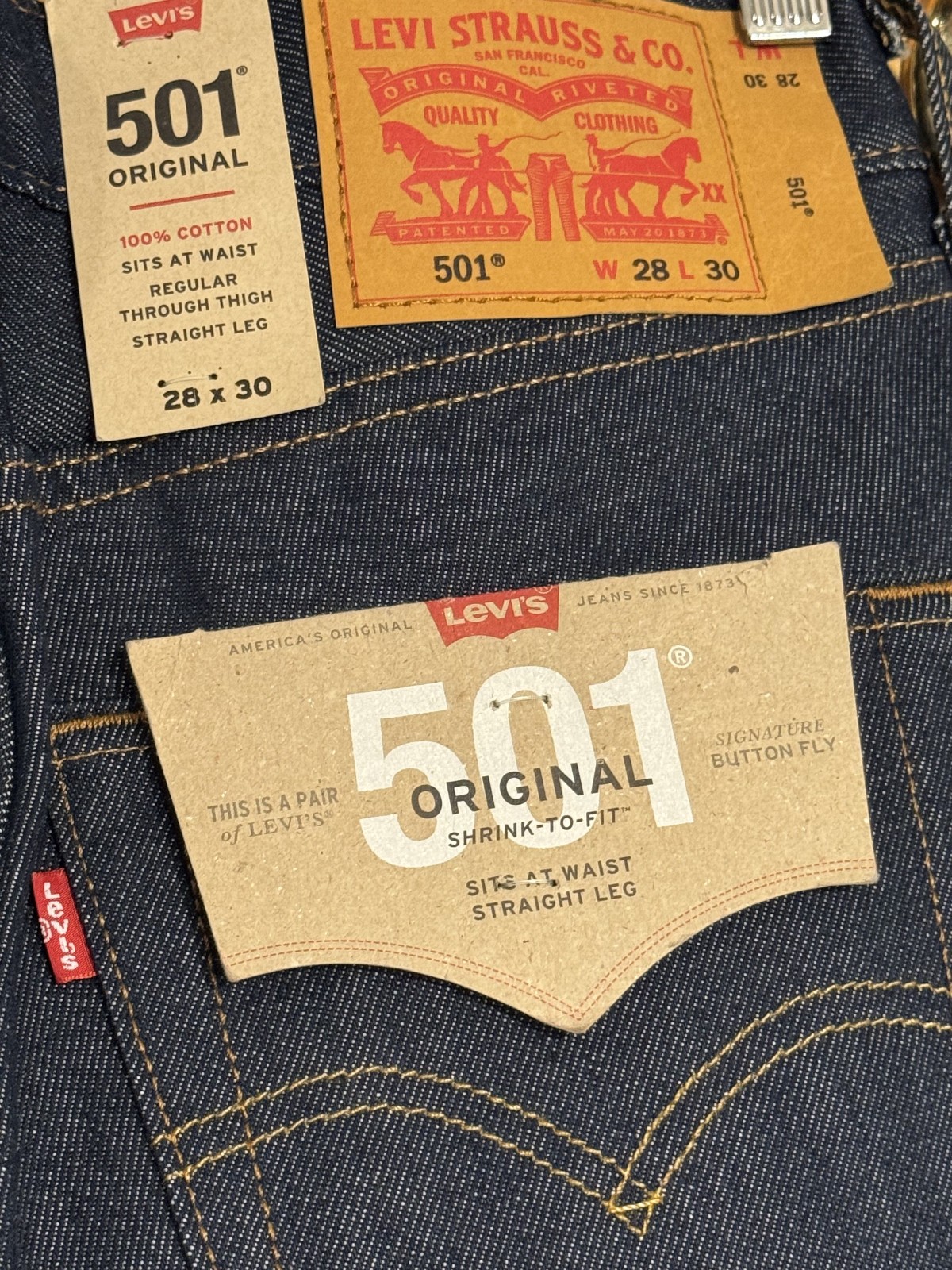 NEW Levi’s Raw Denim 501 Men’s 28 x 30 2021 Deadstock Dark Rinse Blue Jeans