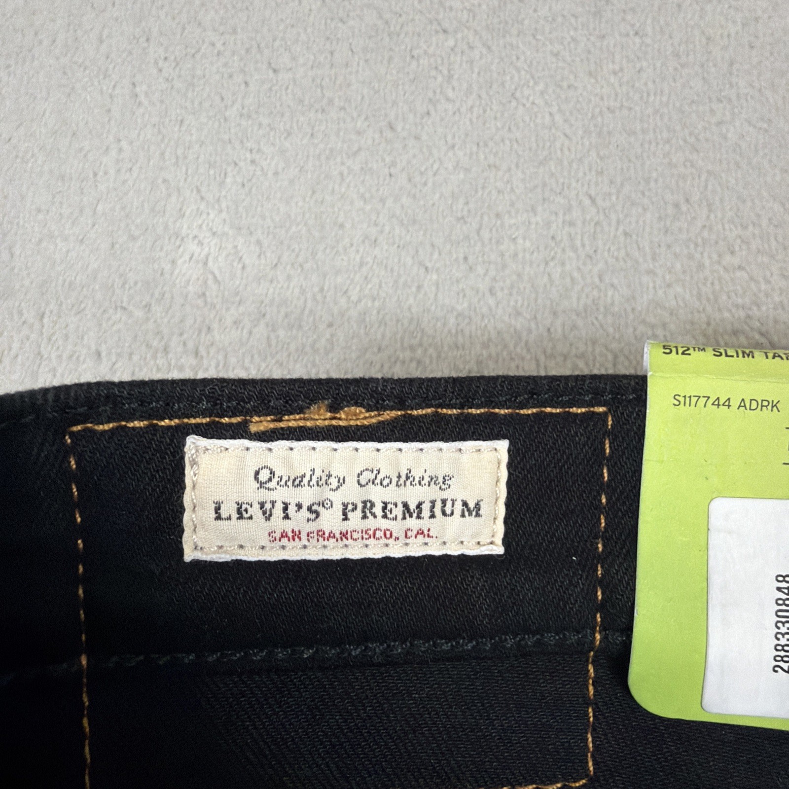 Levi’s Premium 512 Jeans Men’s Size 36×34 Black Denim Slim Taper Big E Stretch