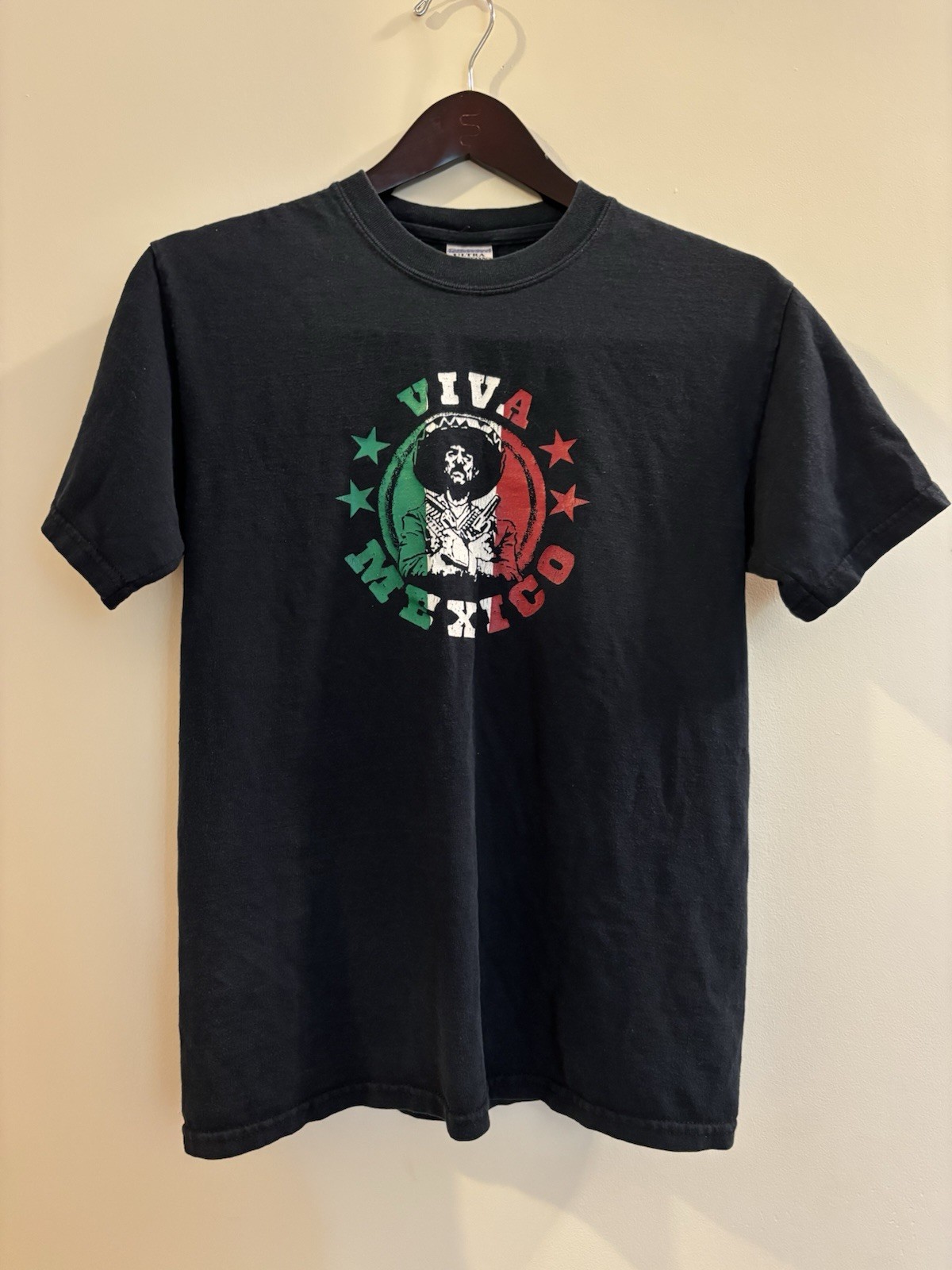Gildan Ultra Cotton Heavyweight Men’s Black Pancho Villa Viva Mexico Tee Size S