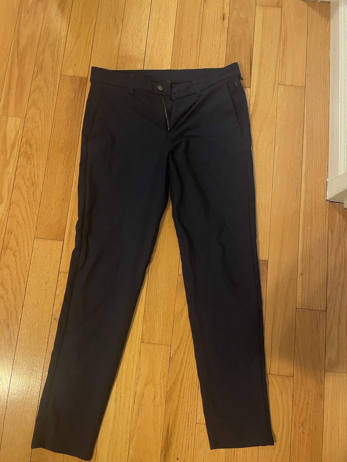 Lululemon ABC Pants Mens 34 x 32 Navy Classic-Fit 5 Pocket Warpstreme Flat Front