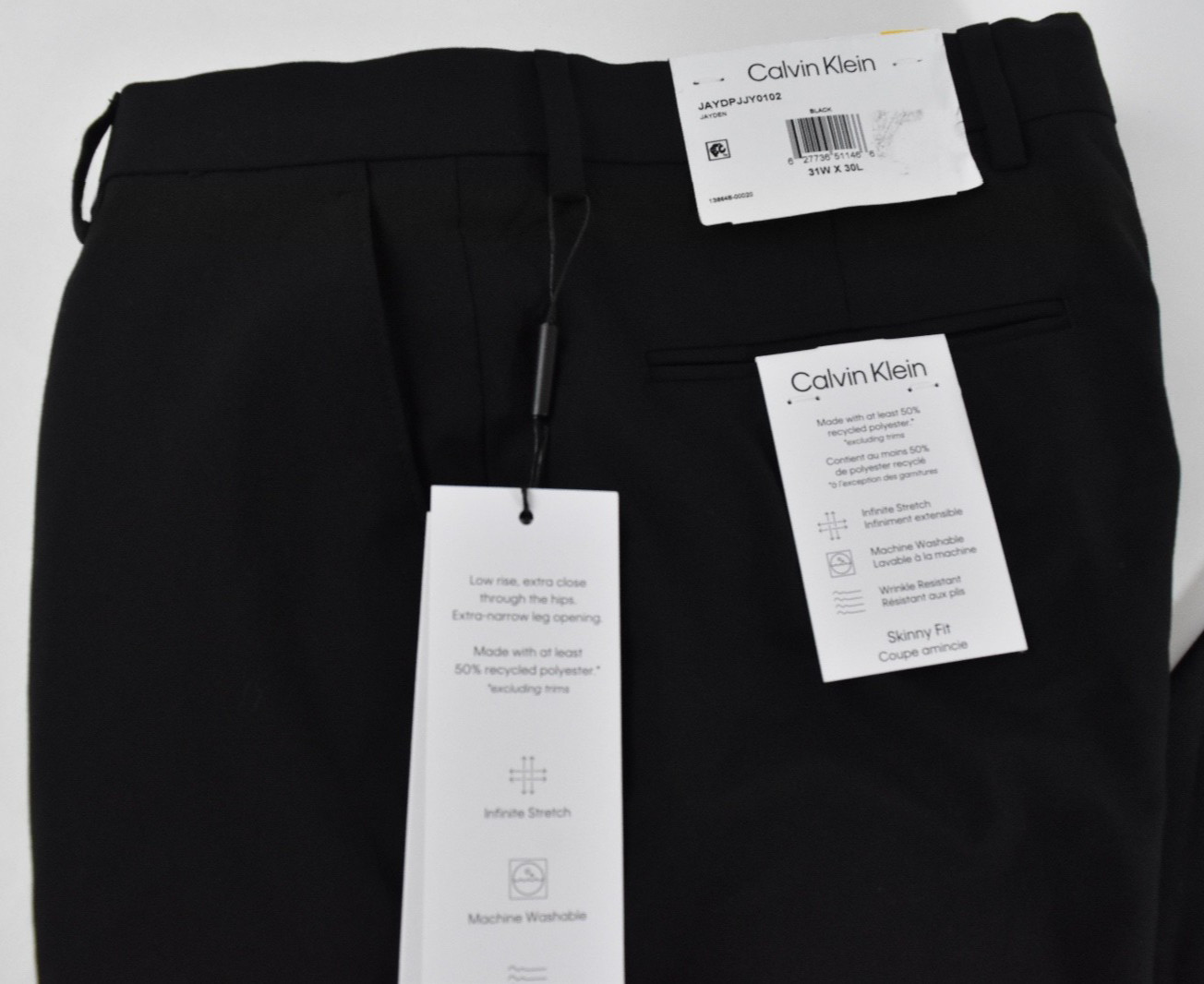 Calvin Klein Mens Dress Pants New 29 30 31 32 34 36 Black Flat Front Skinny Fit