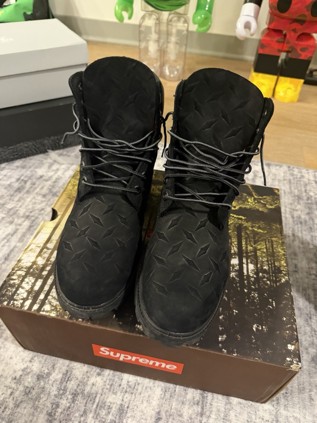 Timberland 6″ Premium Waterproof Boot Supreme Diamond Plate Black Size 8.5