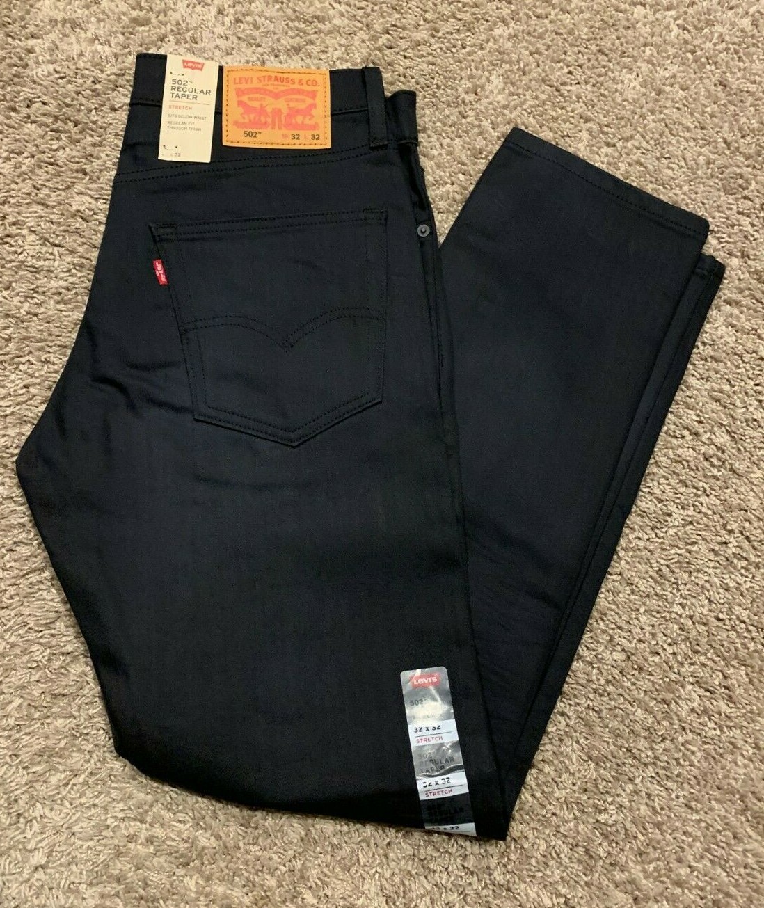 Levi’s 502 Regular Taper Fit Jeans WStretch Very Dark Gray Men’s RT$69 0008 J2