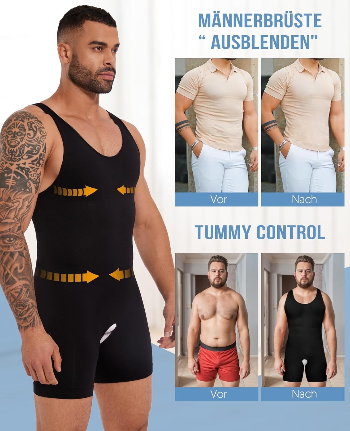 Mens Body Shaper Slimming Bodysuit Compression Tummy Control Fajas Para Hombres