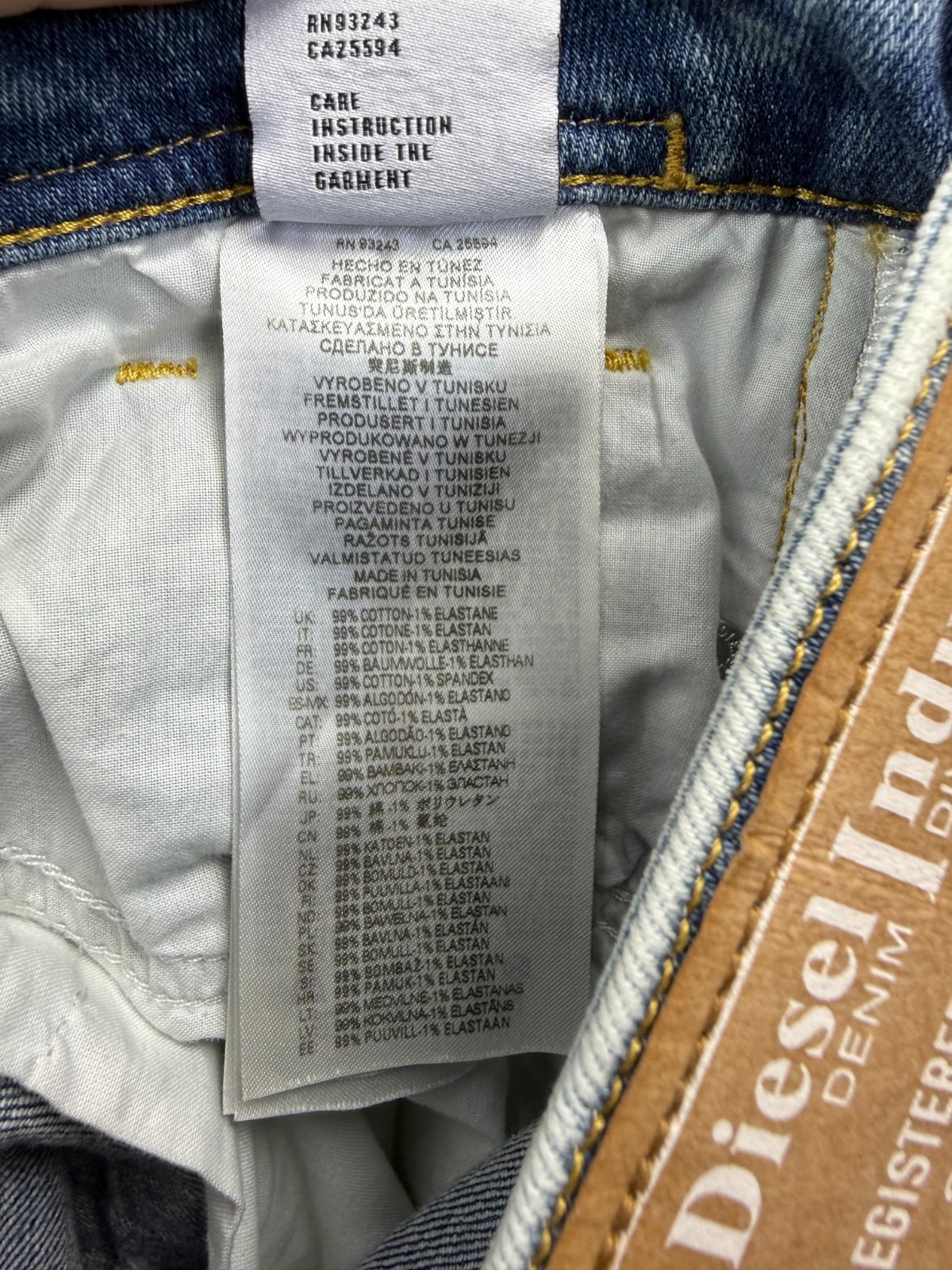 Diesel Sleenker Skinny Jeans W28 Mens Light Wash Distressed Low Waist New