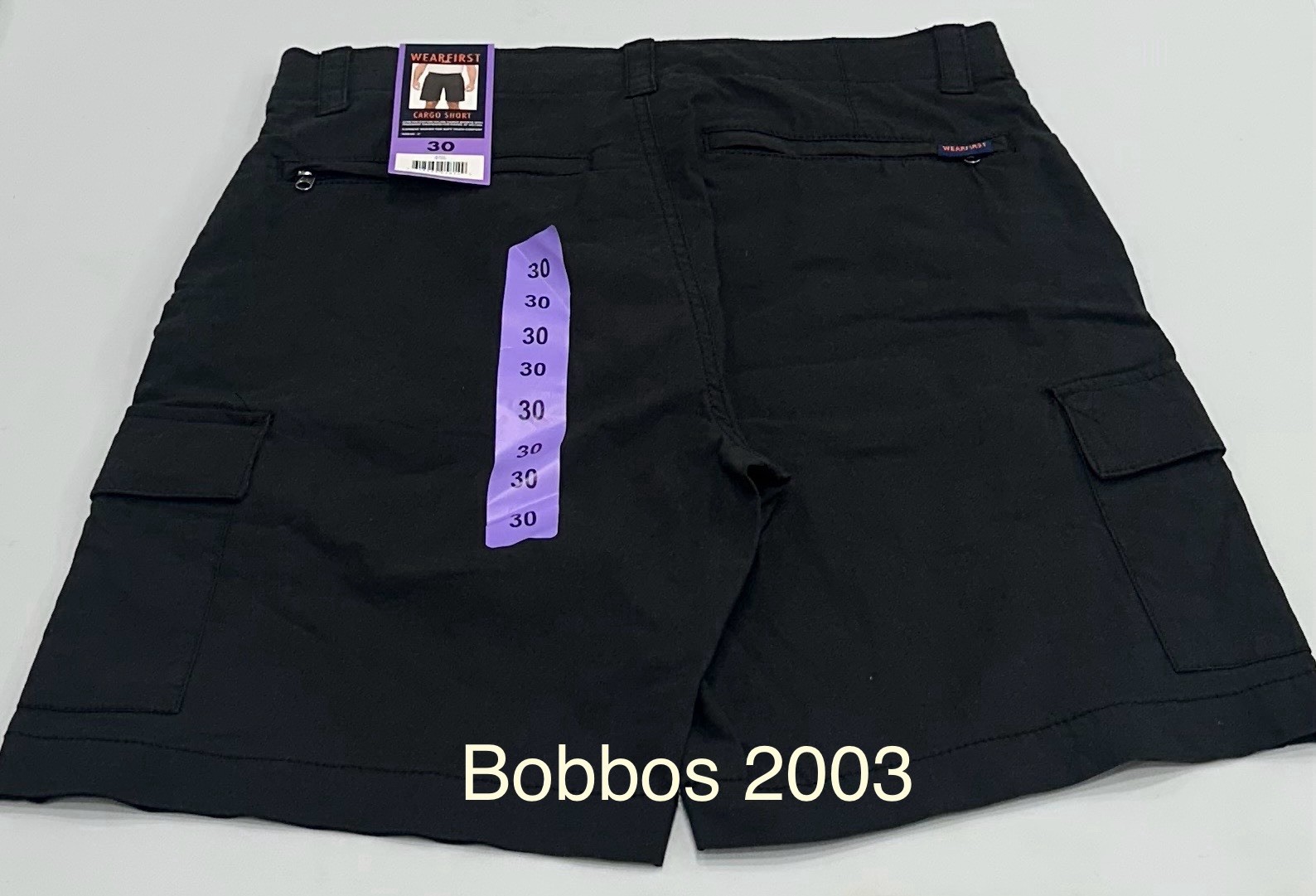 Wearfirst Men’s Classic Fit Stretch Fabric Cargo Shorts, Black, 30
