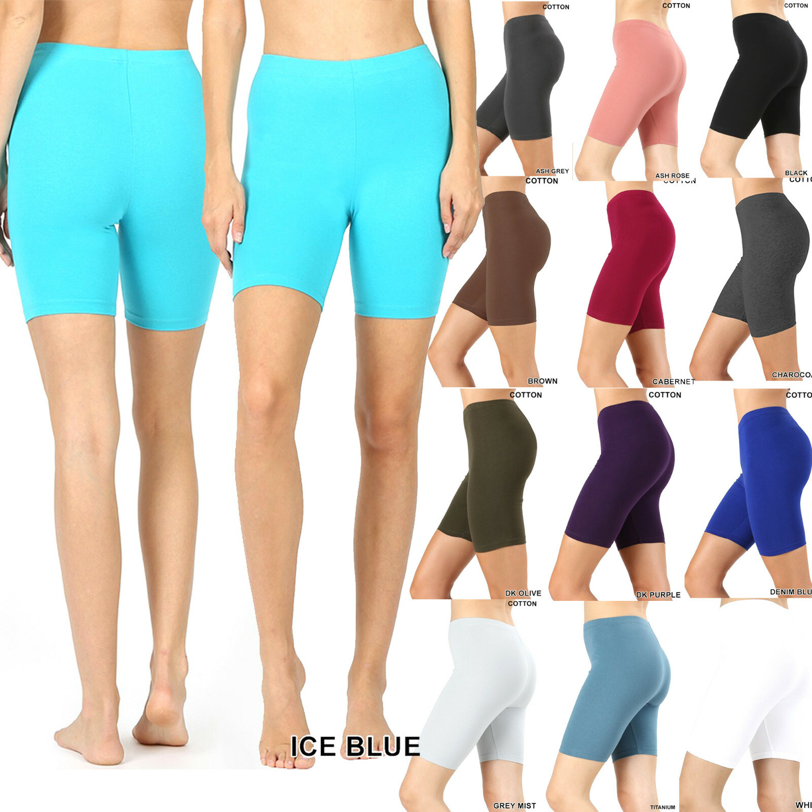Women’s Fitness Bike Shorts Soft Stretch Leggings Cotton Spandex Workout Yoga