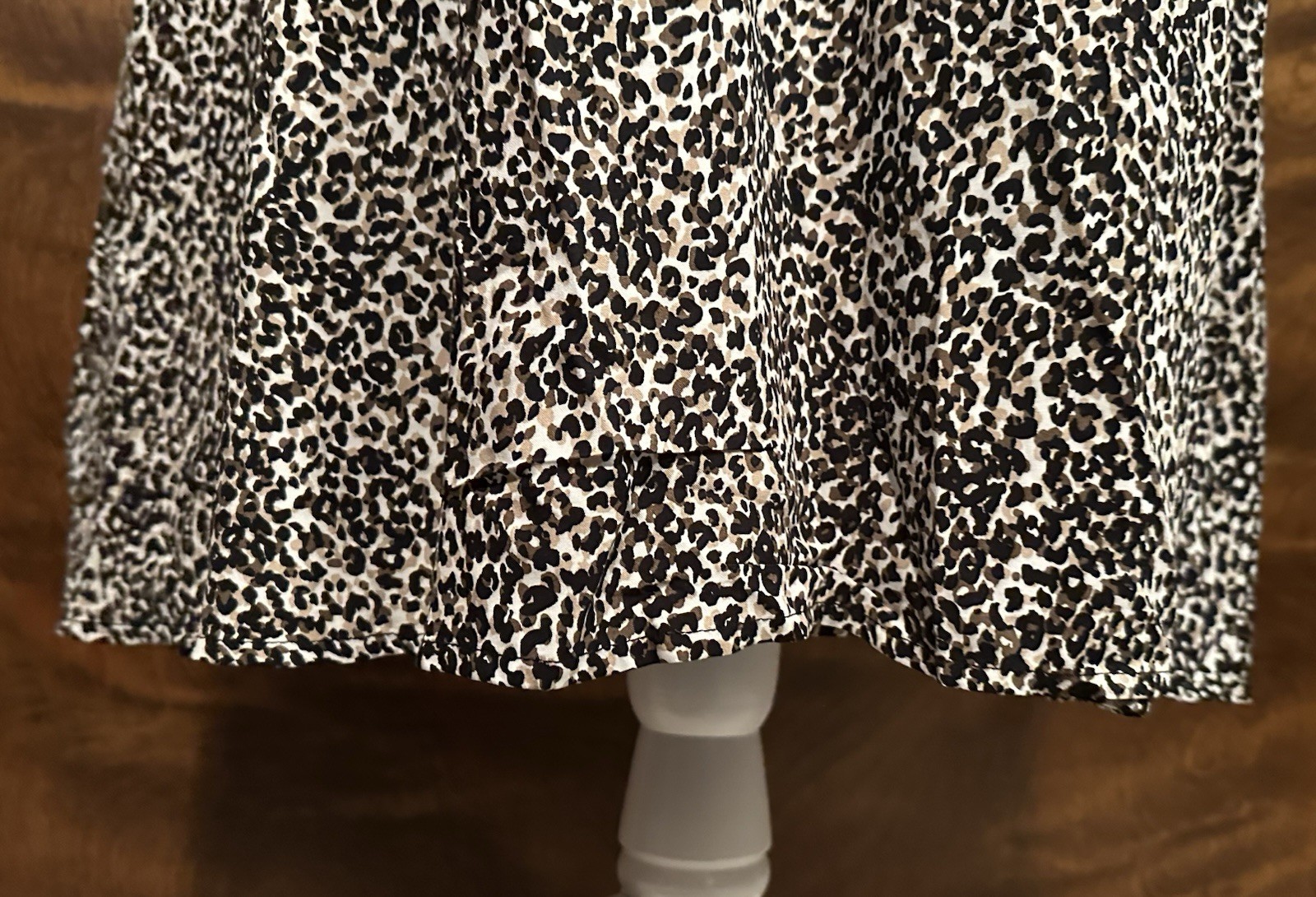 Old Navy Short Sleeve Fall Wrap Dress Womens L Black & Brown Animal Print Midi