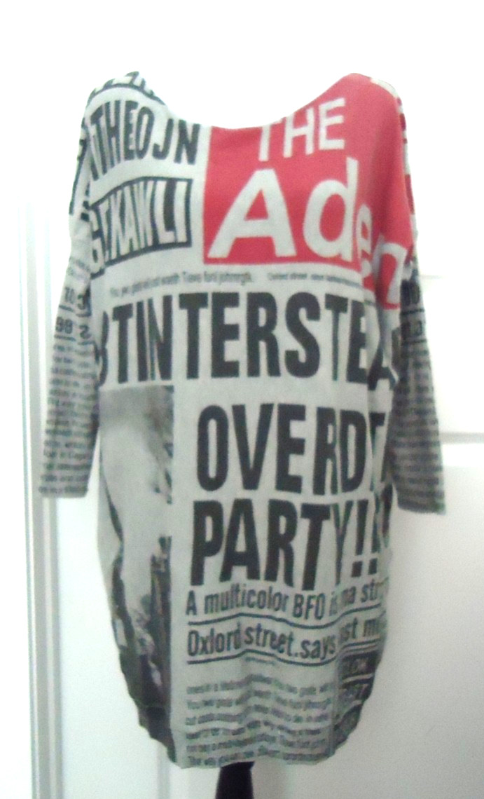 ELLAZHU Sweater-Baggy-Knitted Fabric-Newspaper Design By Vogue of Eden L-XXL