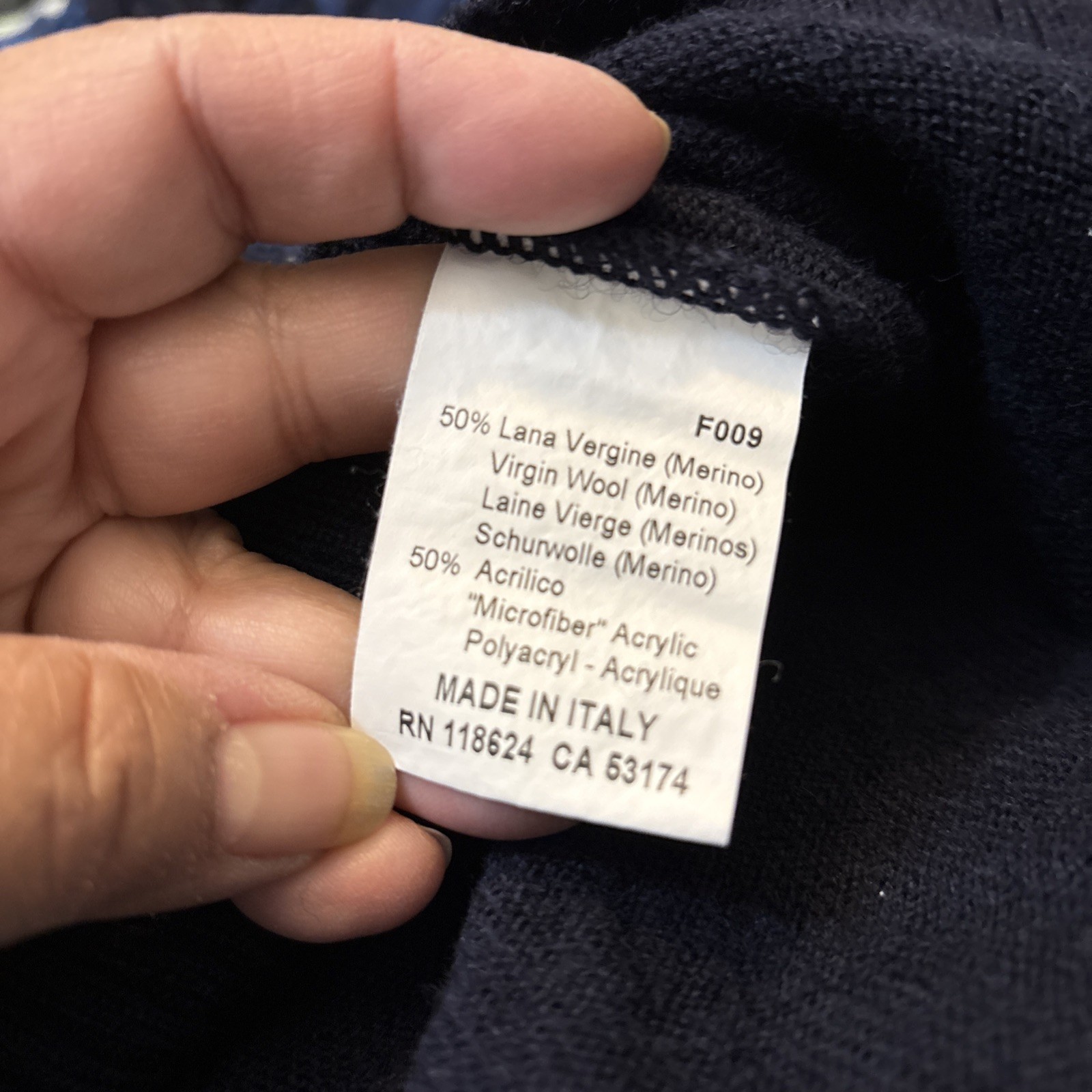 Montechiaro Sweater Men’s L 52 Cable Knit Shades of Blue Merino Wool Italy