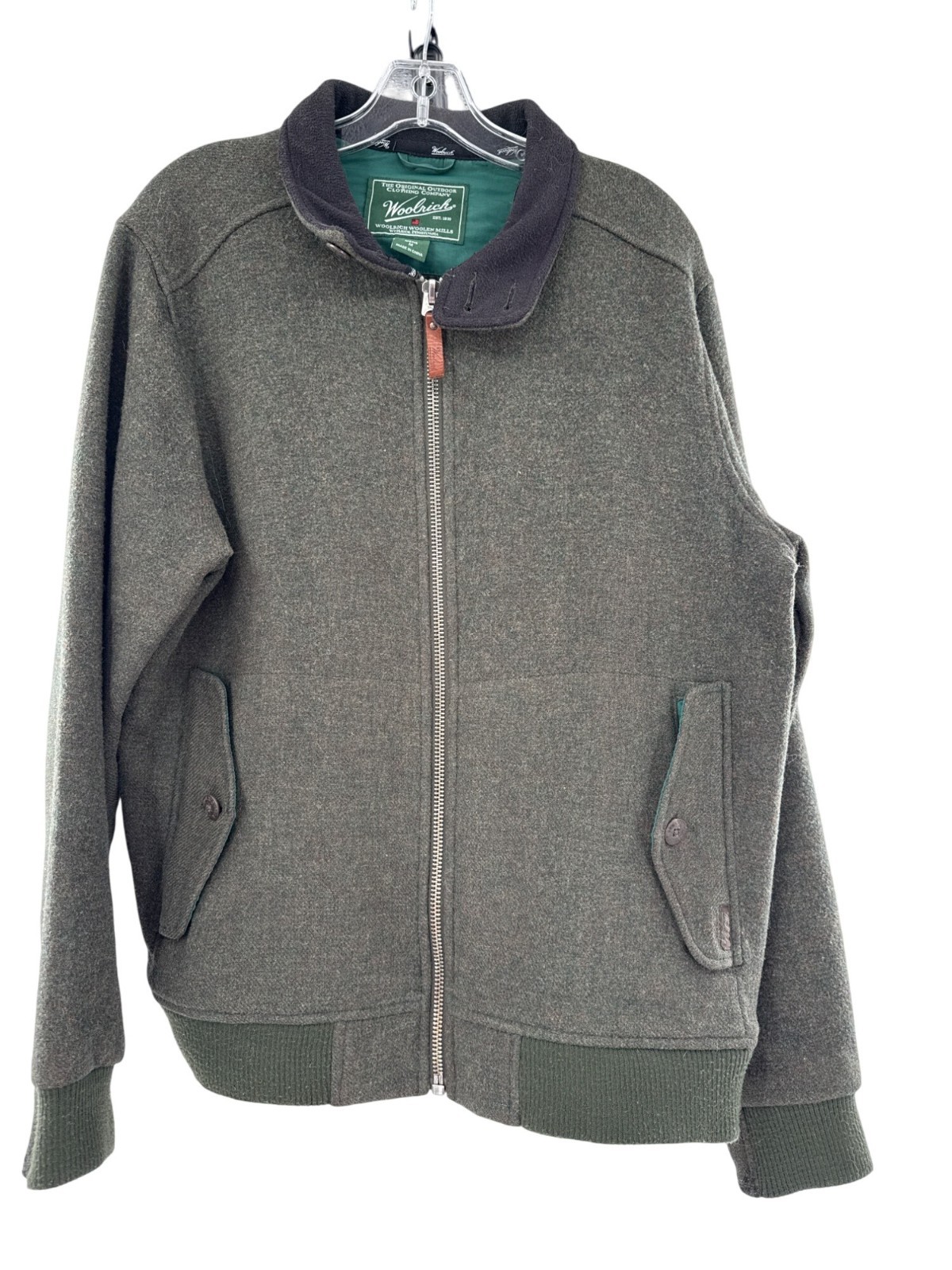 Woolrich Mens Outdoor Wool Jacket M Green Made In China