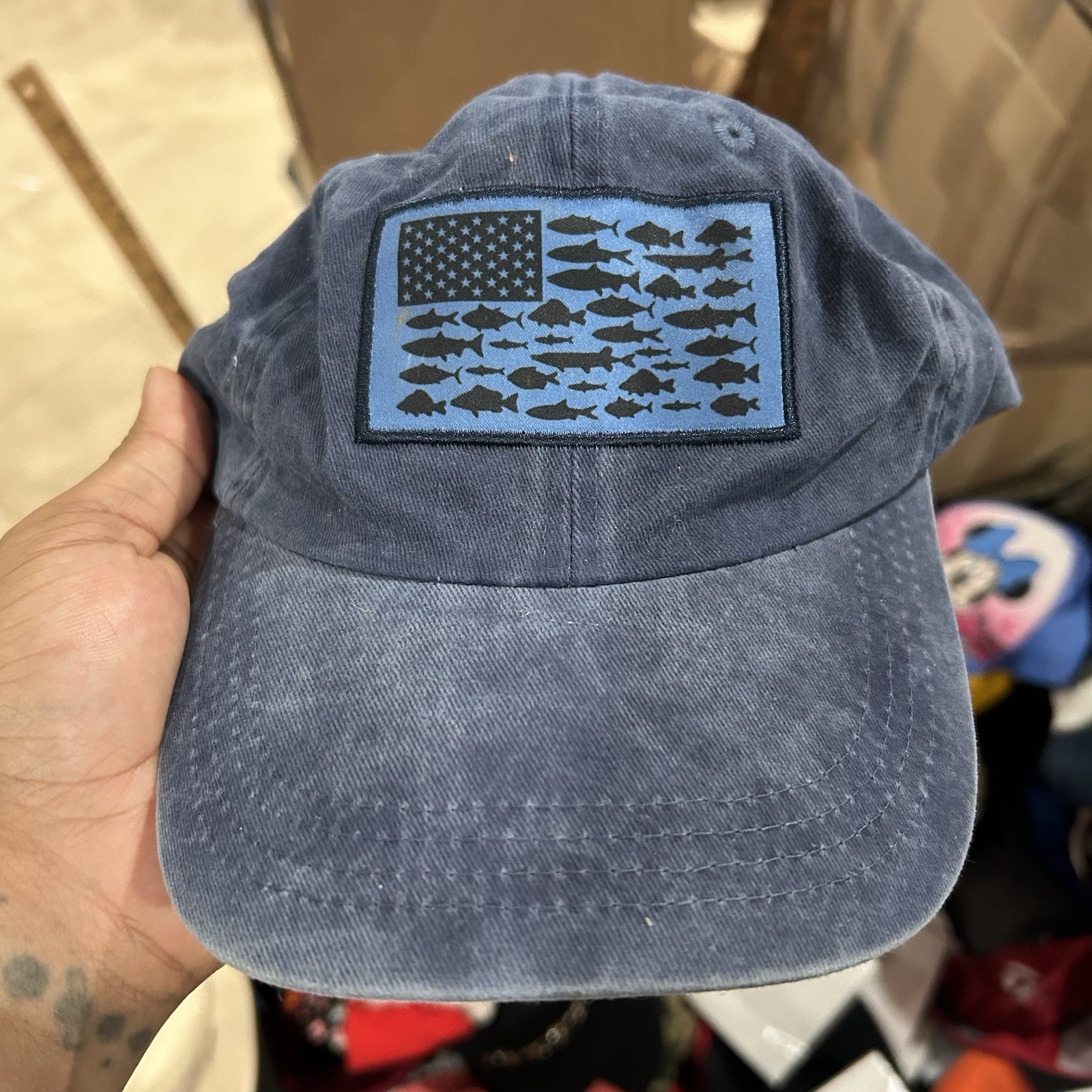 Fishing American Flag Hat Cap Snap Back One Size Cotton Casual Dad