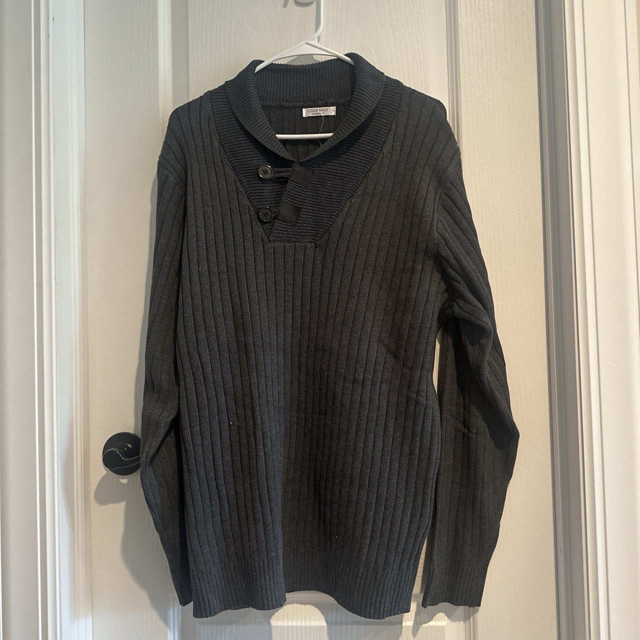 Cofandy Men’s Dark Grey Sweater With Buttons