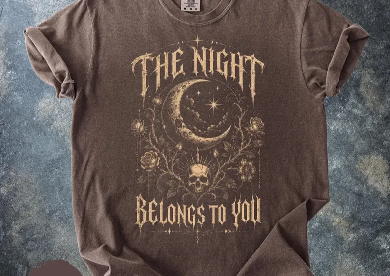 The Night Belongs To You Shirt, Gothic Skull Moon T-Shirt, Dark Academia Tee