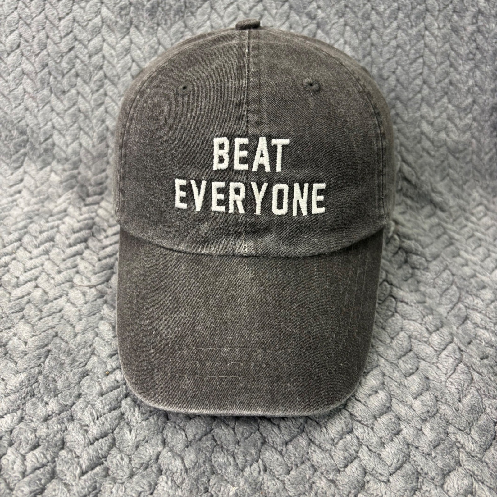Charlie Southern Adams Beat Everyone Hat Faded Black Acid Wash Leather Strap Cap