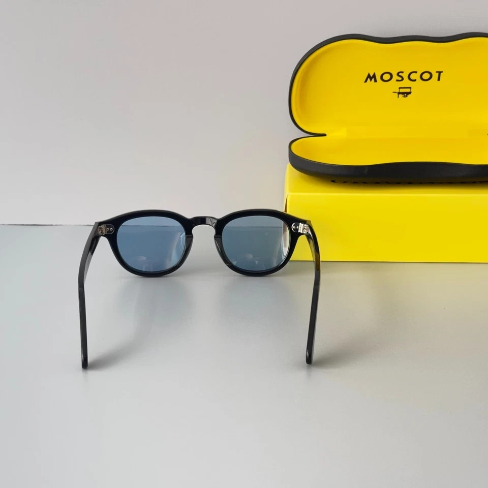 Moscot Lemtosh Black Frame Blue Lens Sunglasses Handmade Unisex
