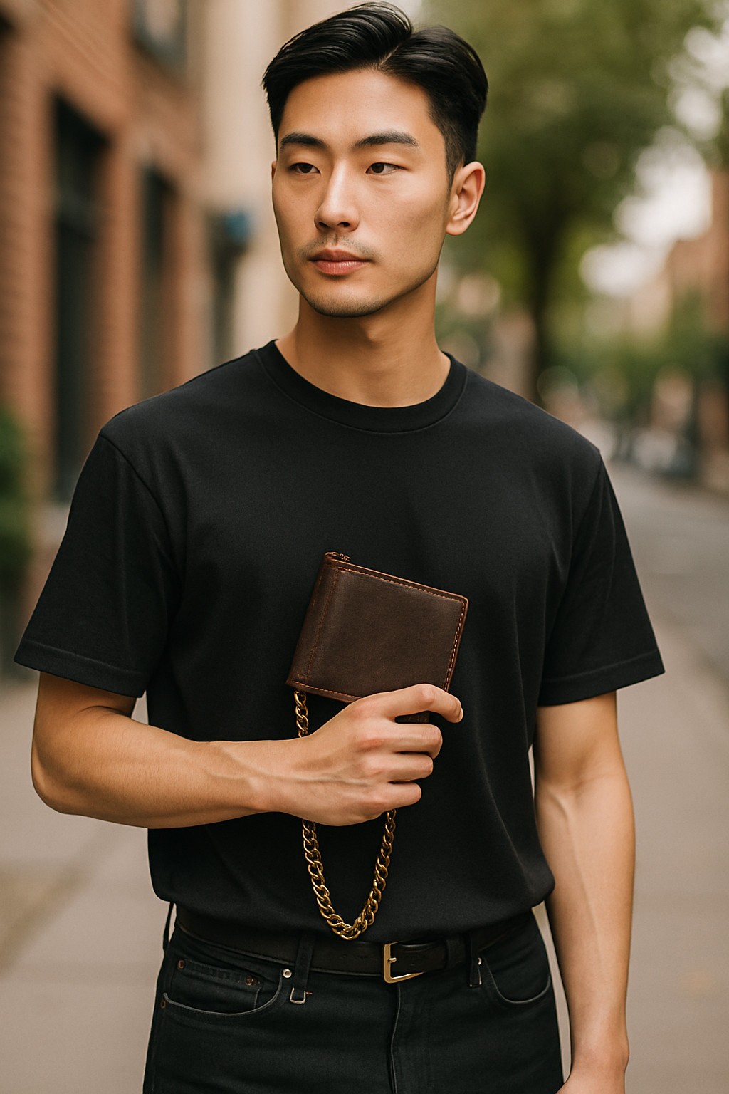 Men’s Genuine Hunter Leather Biker Long Chain Wallet with RFID Blocking Bifold