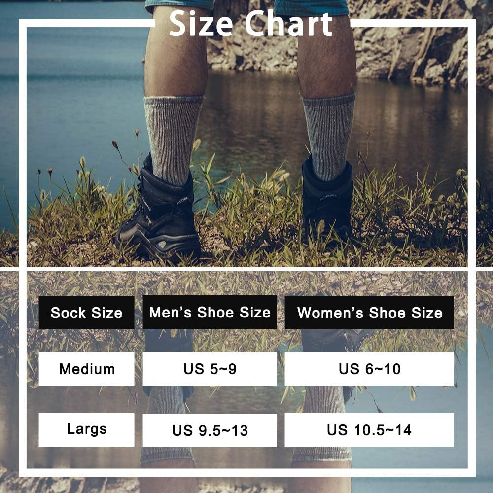 Mens Merino Wool Hiking Cushion Socks Thermal Warm Crew Winter Boot Socks Pack (