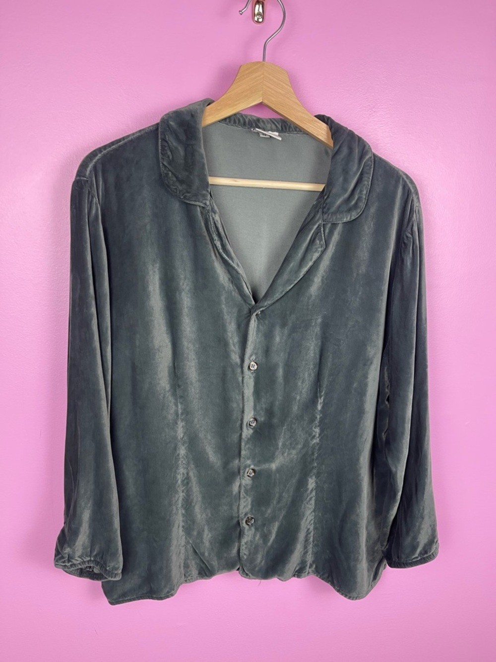 CP Shades Velvet Button-Up Shirt Jewel Green Women’s Medium Sausalito
