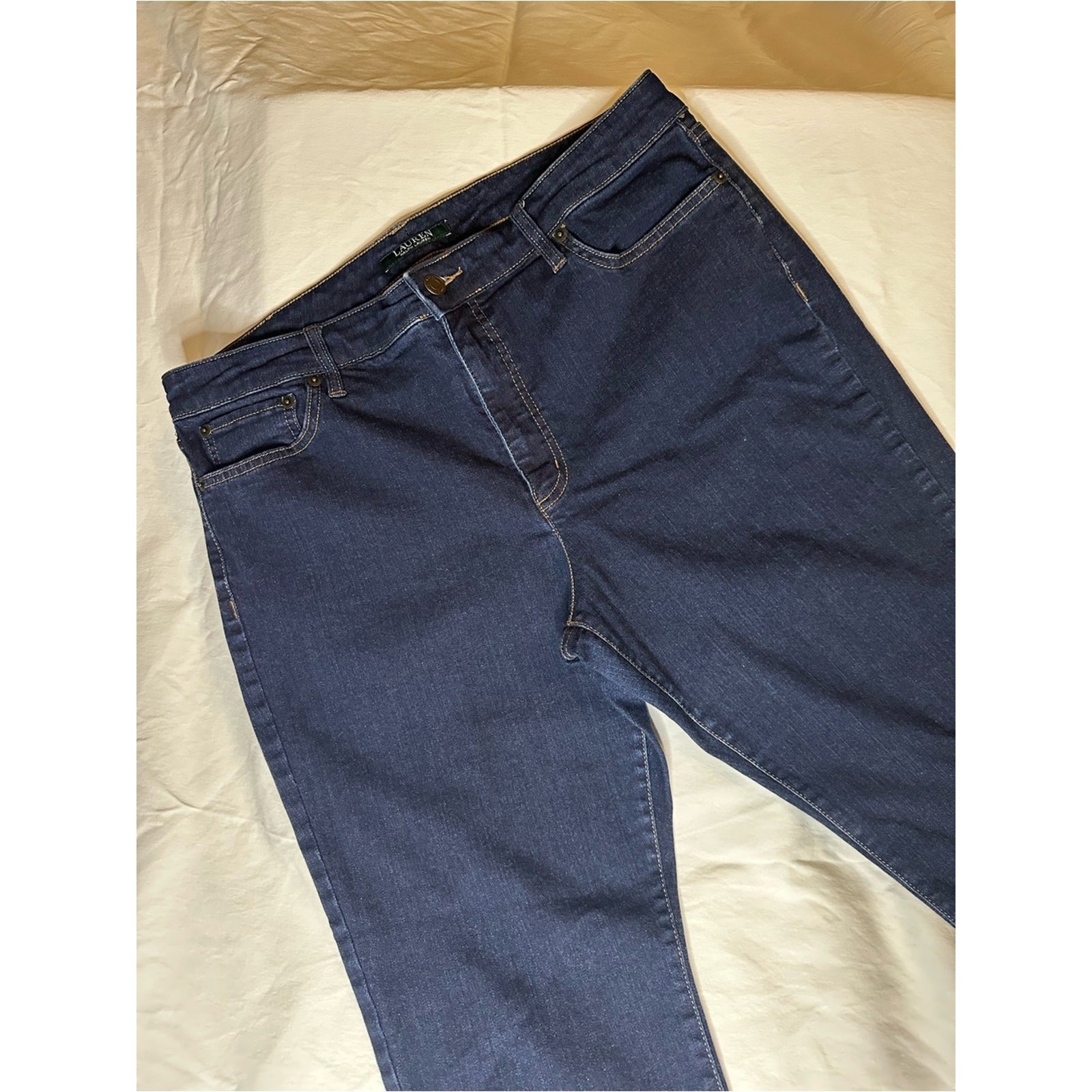 Lauren Ralph Lauren Classic Skinny Curvy Jeans Dark Wash Rinse Stretch 14 16