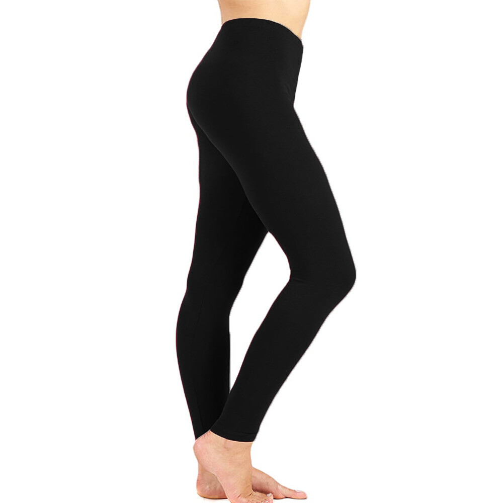 WOMEN COTTON SPANDEX FULL LENGTH YOGA SLIM PANTS LEGGINGS S-5XL 32 COLORS USA