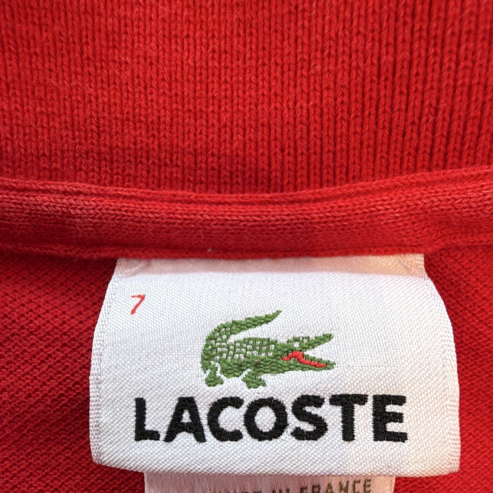 Lacoste Men’s Polo Shirt Red Solid Embroidered Logo Short Sleeve Size 7