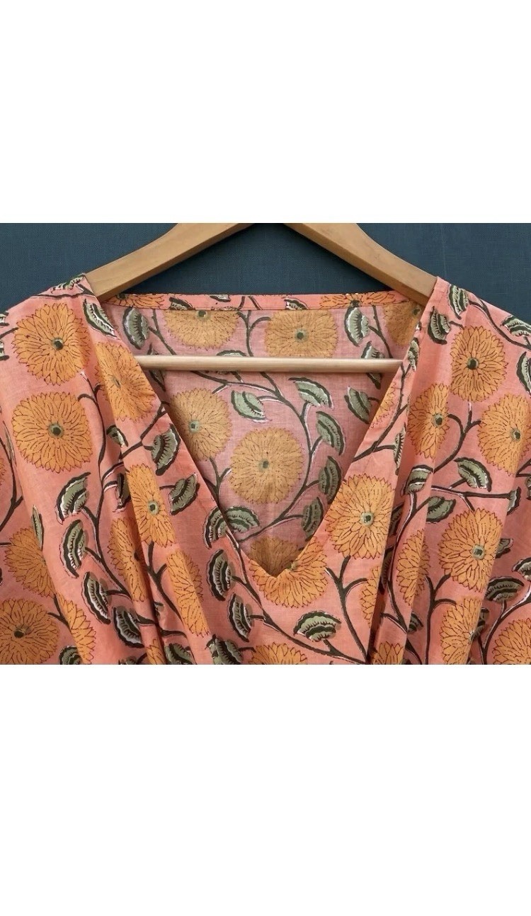 Indian Vintage 100% Cotton Long Beach Maxi Kaftan Dress One Size Caftan Kimono