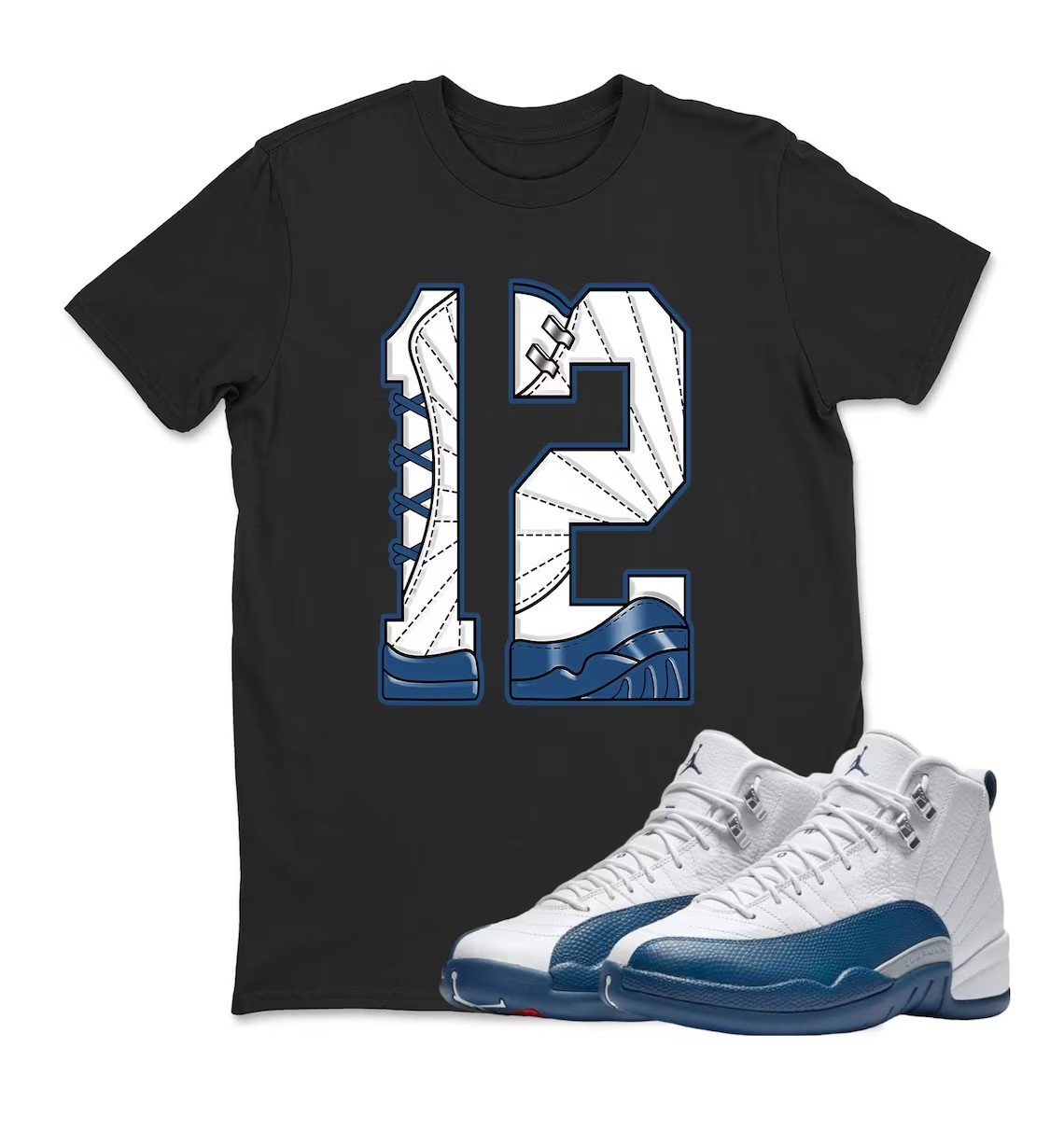 Number 12 Shirt to Match JD 12 French Blue Shirt, BLACK/WHITE