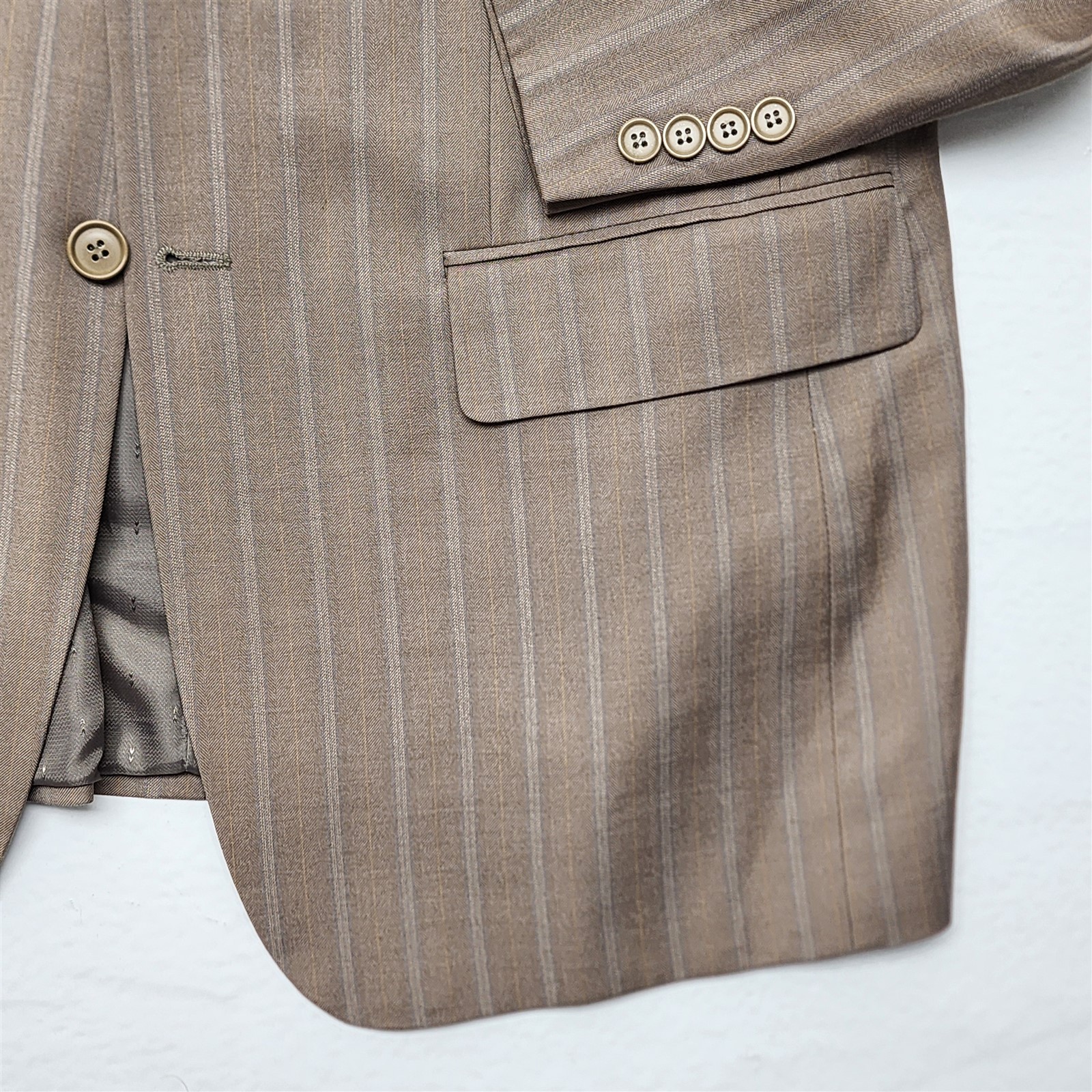 Lineage 40R 32×30 Brown Striped 3Btn 2Pc Mens Jacket Pants Suit