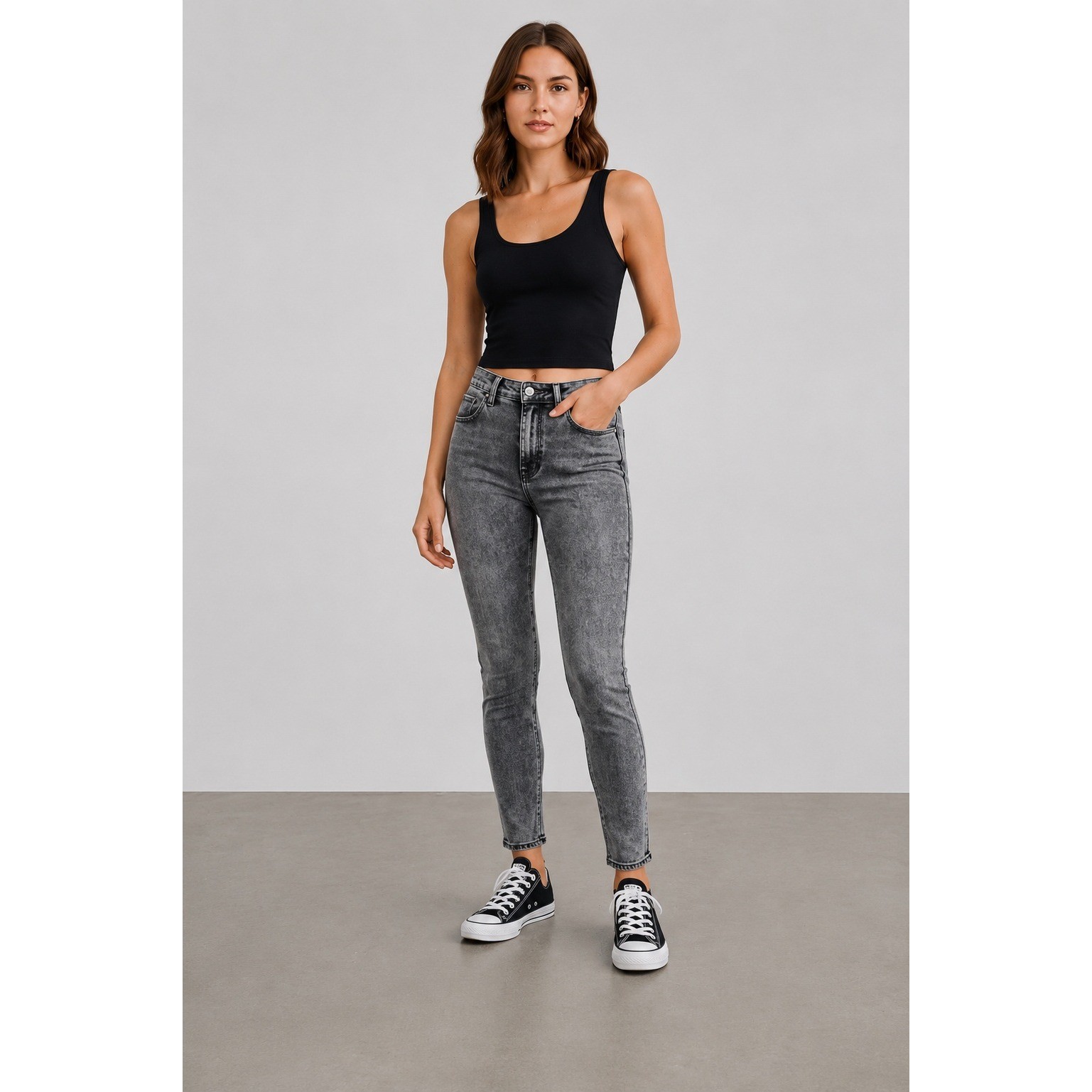 Judy Blue Jeans Womens 27 Grey Skinny Fit High Rise Acid Wash Denim Pants
