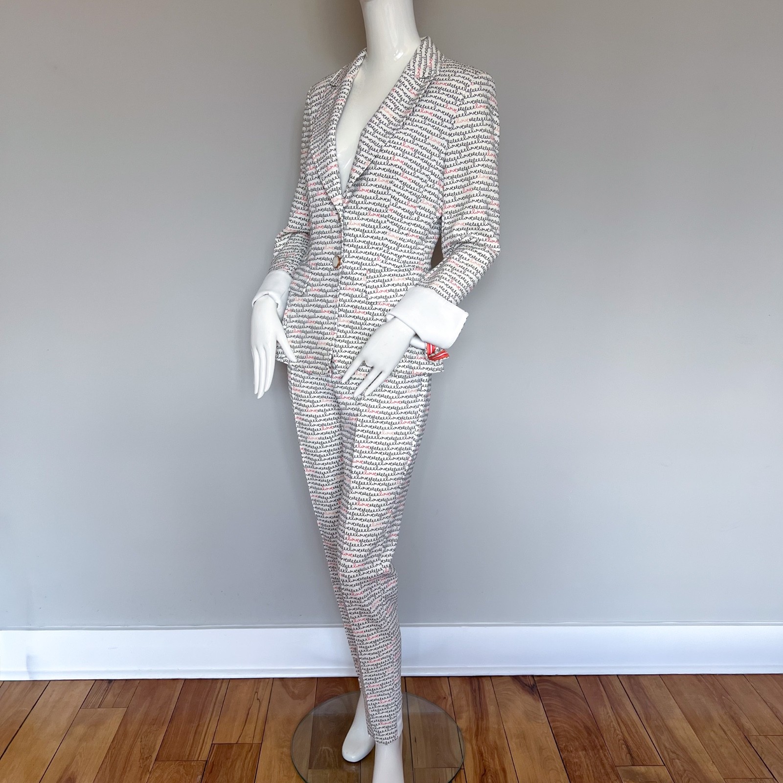 $370 MARC CAIN Scuba Jersey Jogger Love Print Off-White Black N2 NWT TC81.38 J04