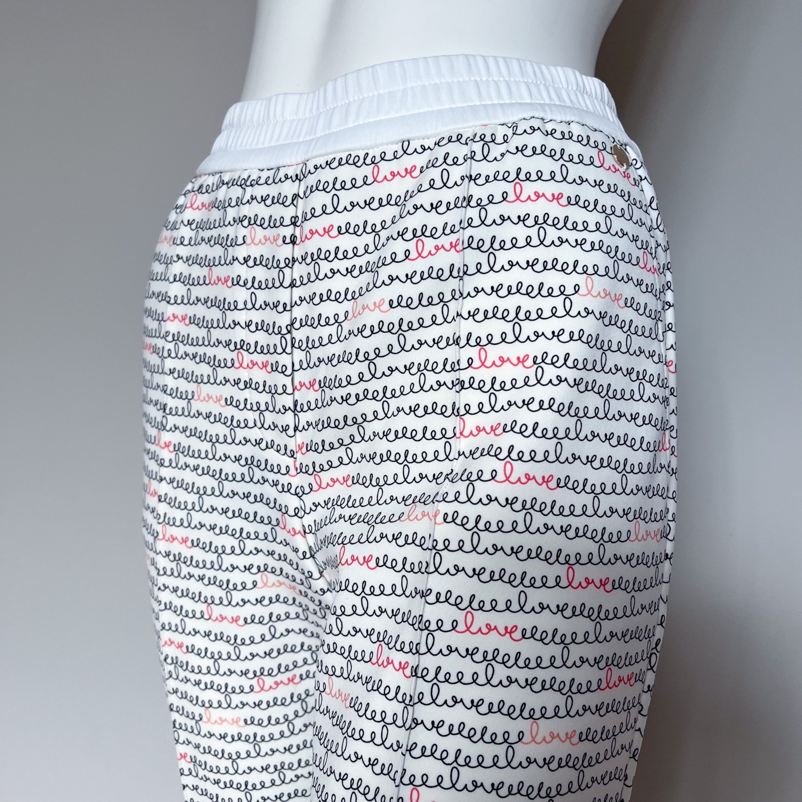 $370 MARC CAIN Scuba Jersey Jogger Love Print Off-White Black N2 NWT TC81.38 J04