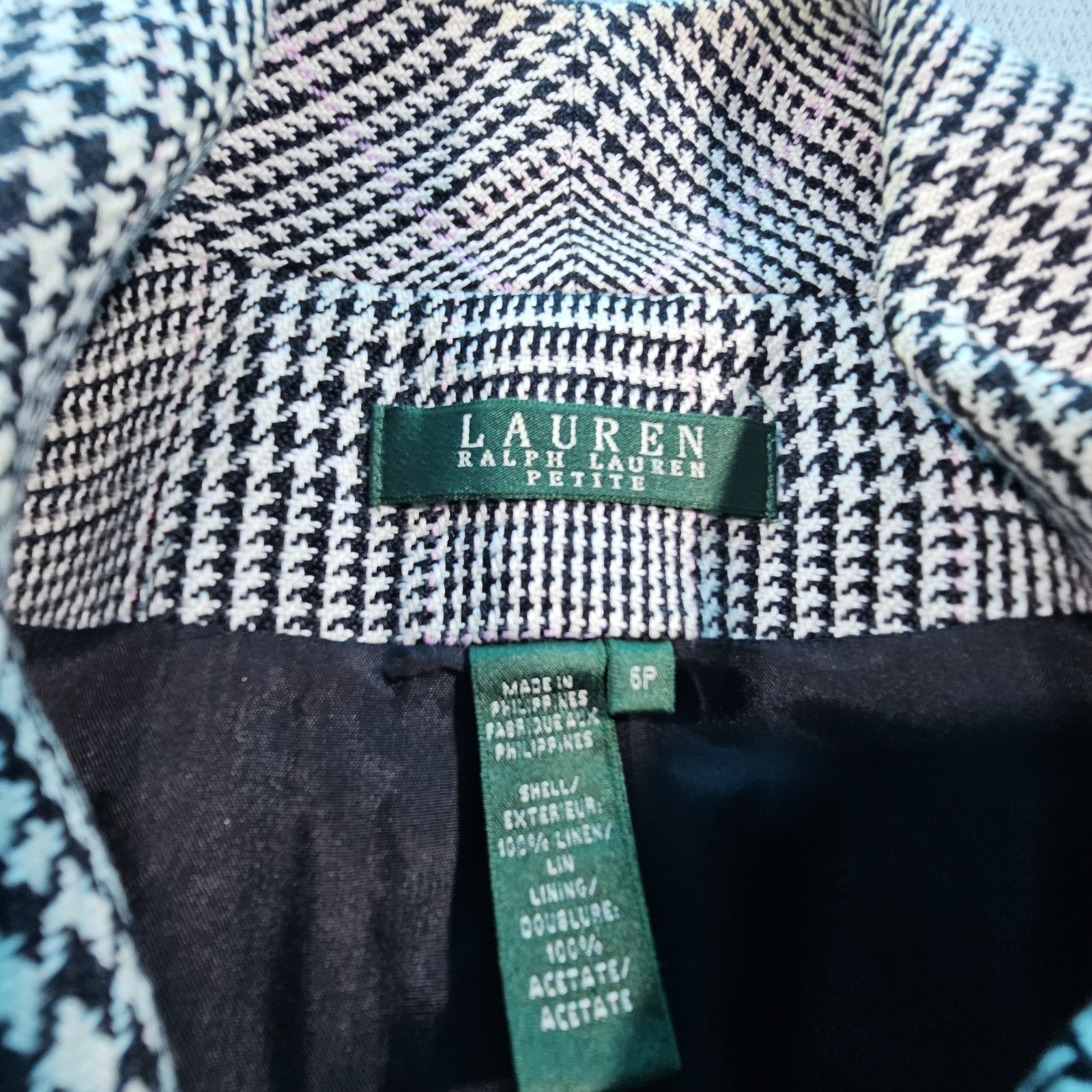 VTG Lauren Ralph Lauren Women’s Petite checkered gray jacket 6 P