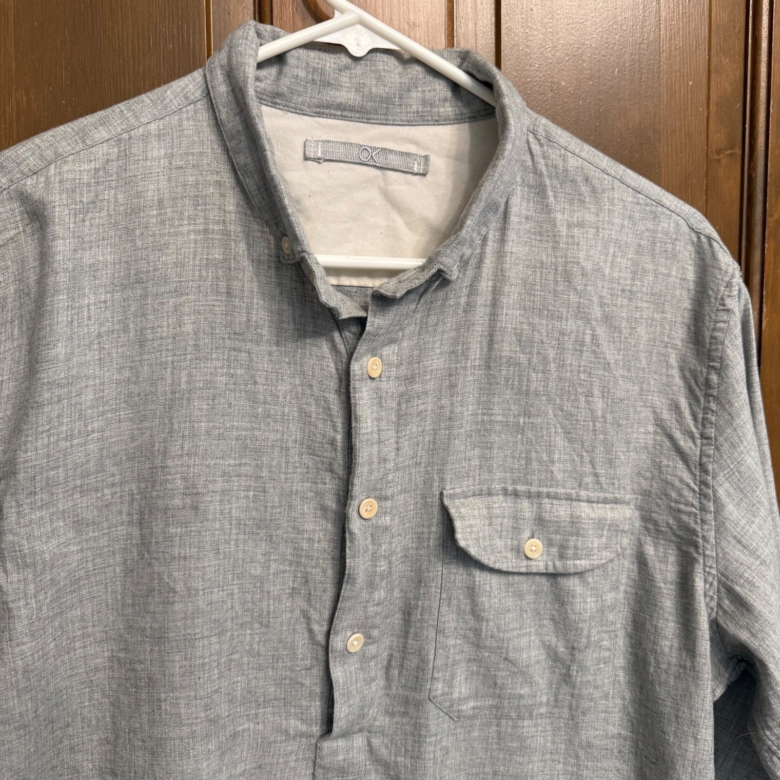 Outerknown Decade Popover men’s L heather gray henley organic cotton