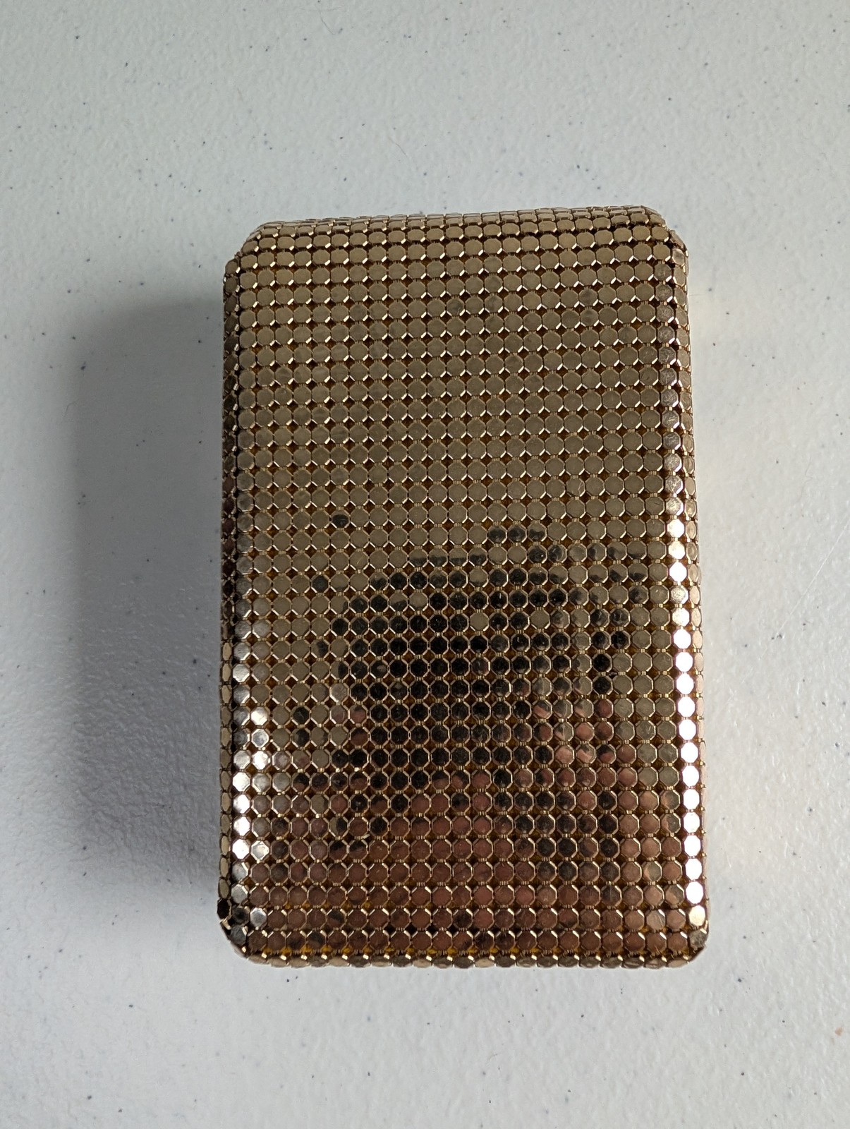 Vintage J. Davis Gold Metal Mesh Cigarette Case Card Holder Evening Clutch Bag
