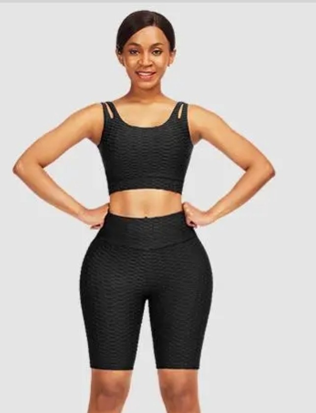 2 piece scrunch butt high waist fitness suit