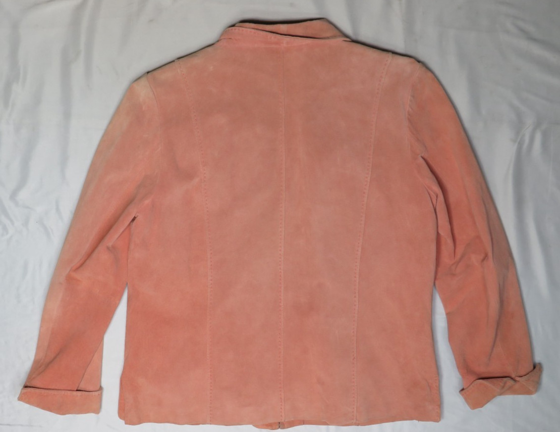 PENDLETON WOMENS LARGE L PEACH 100% LEATHER JACKET LINED FULL ZIP MACHINE WASH