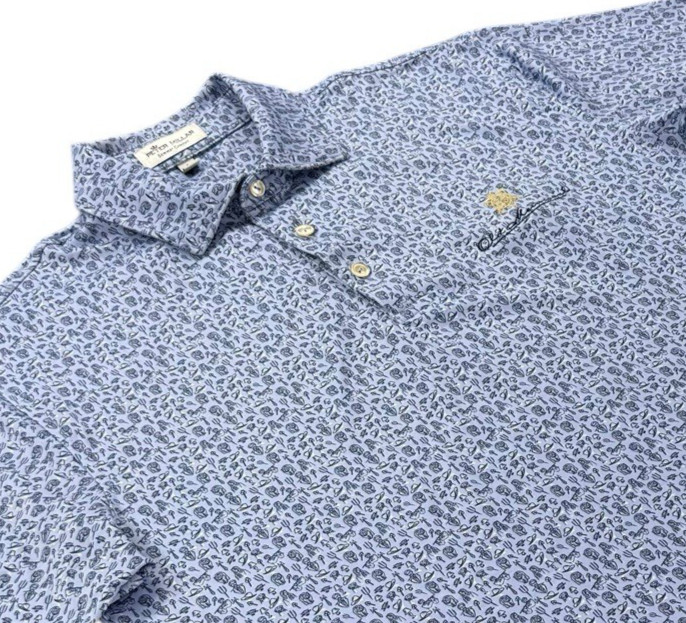 Peter Millar Summer Comfort Anchorman Pattern Golf Polo Mens Sz S Old Memorial