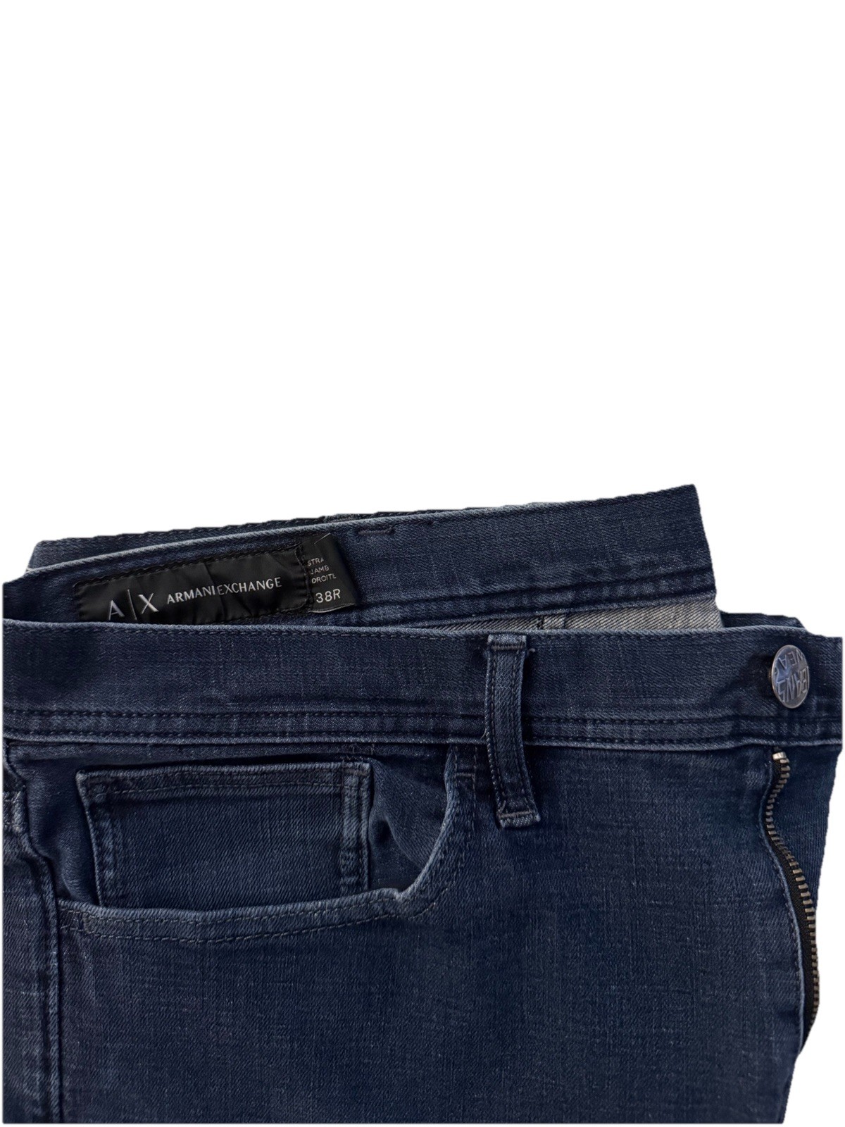 Armani Exchange Men’s Dark Blue Straight Fit Denim Jeans Cotton 5-Pocket 38R