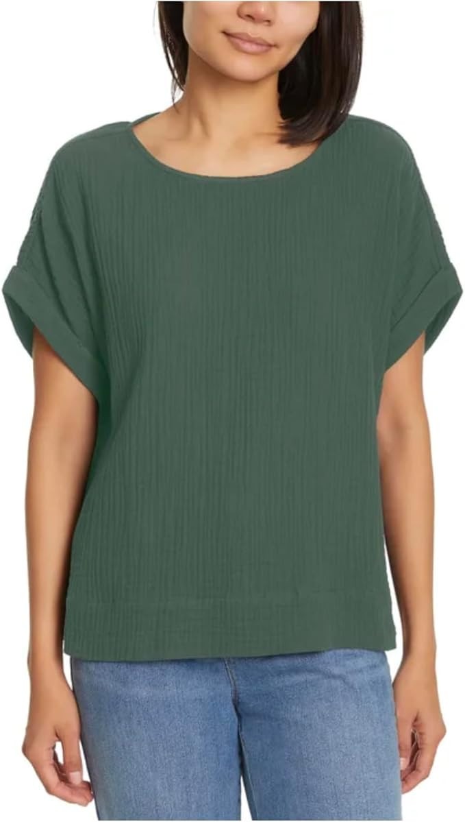 Gloria Vanderbilt Women’s Short Sleeve Cotton Gauze Pullover Top