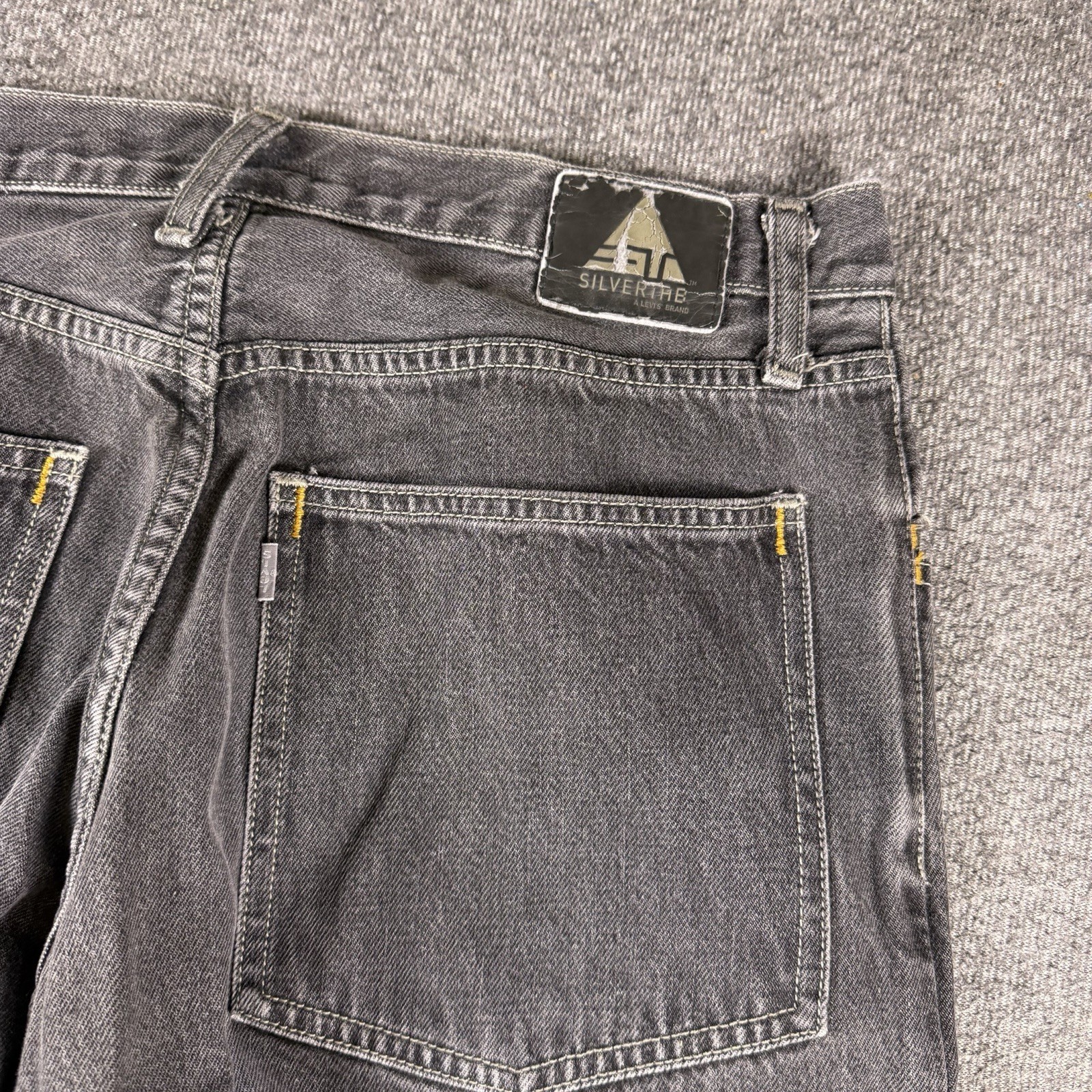 Vintage Levis Silvertab Baggy Jeans Mens 32×24 Black Faded Fits 31×33 Y2K