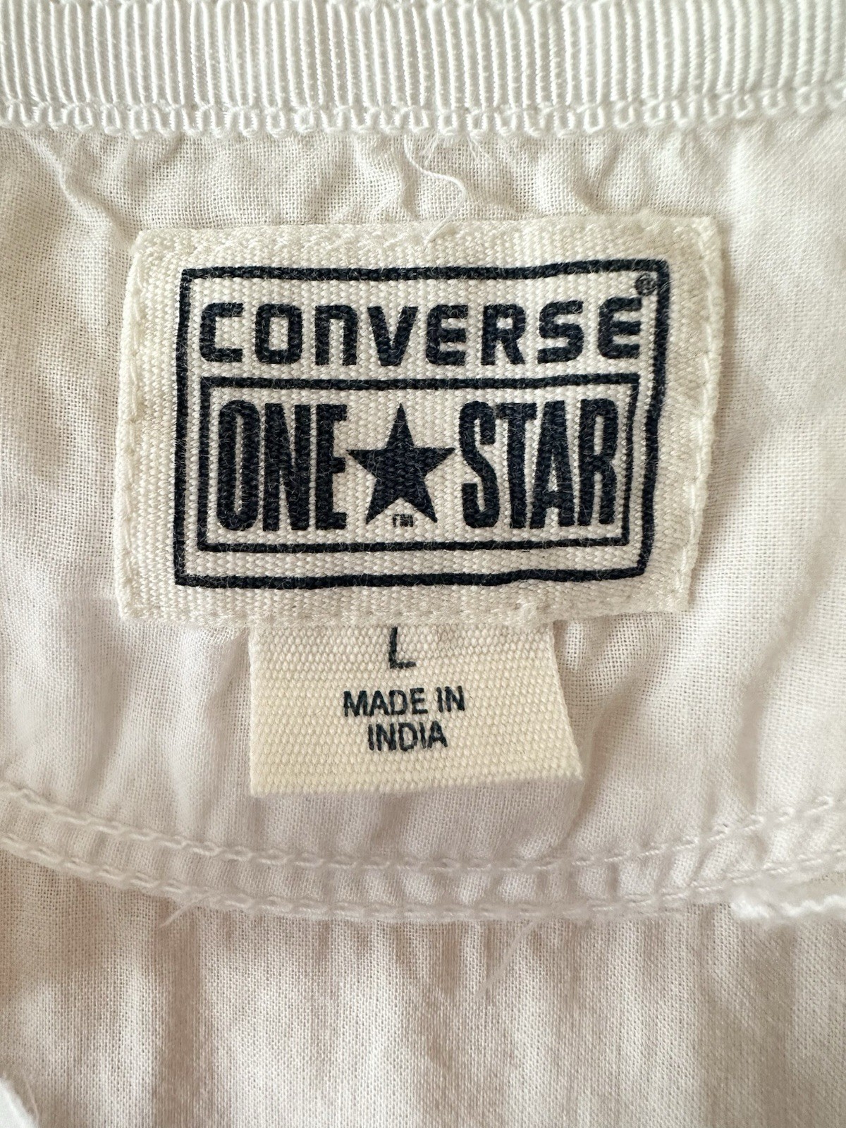 Converse One Star White Ruffle Neck Sleeveless Blouse Pintuck Peasant Top L